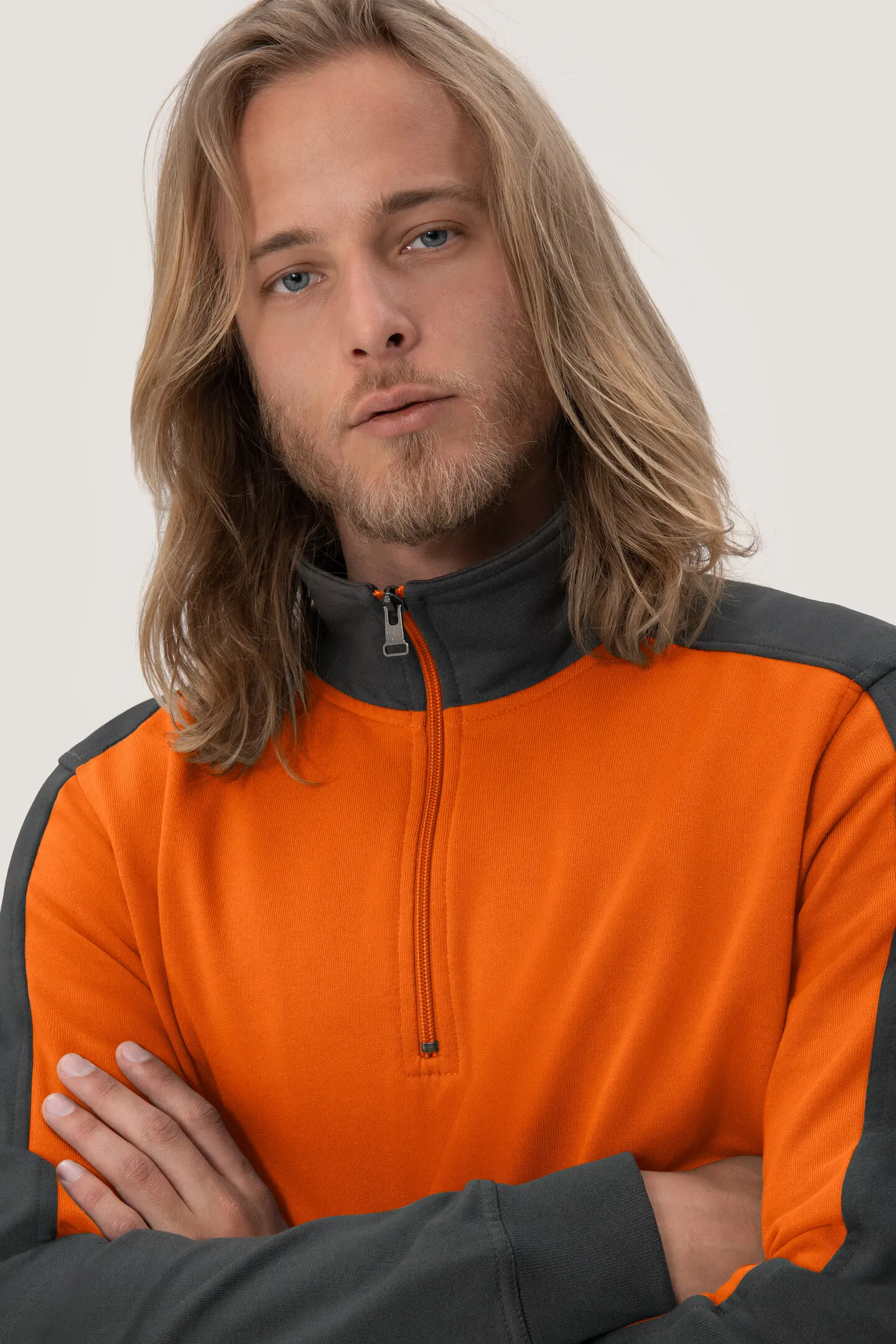 HAKRO Zip-Sweatshirt 476 Contrast Mikralinar®