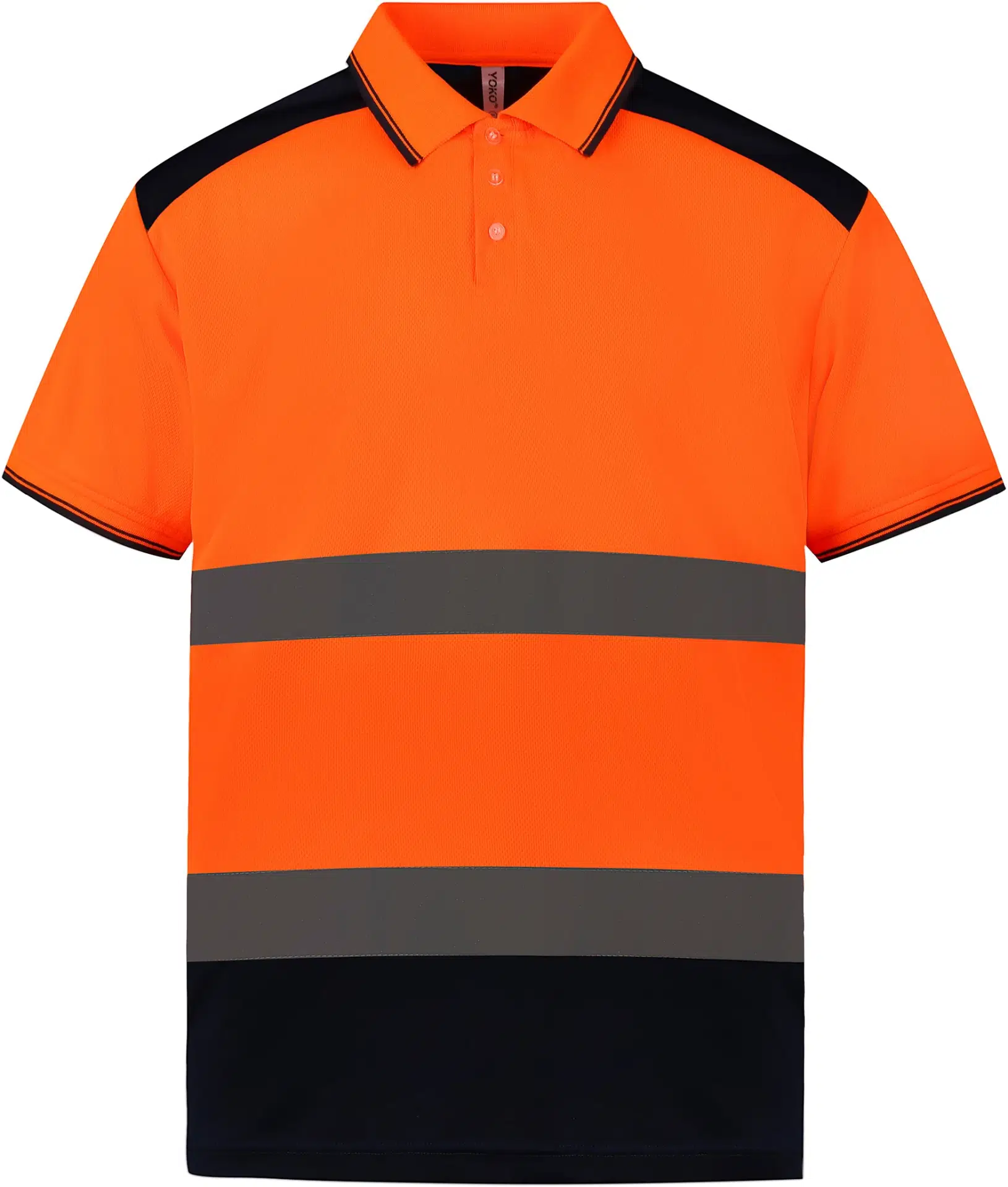 yoko-hvj220-hi-vis-two-tone-polo-hi-vis-orange-navy-front-1 YOKO Hi-Vis Two-Tone Polo