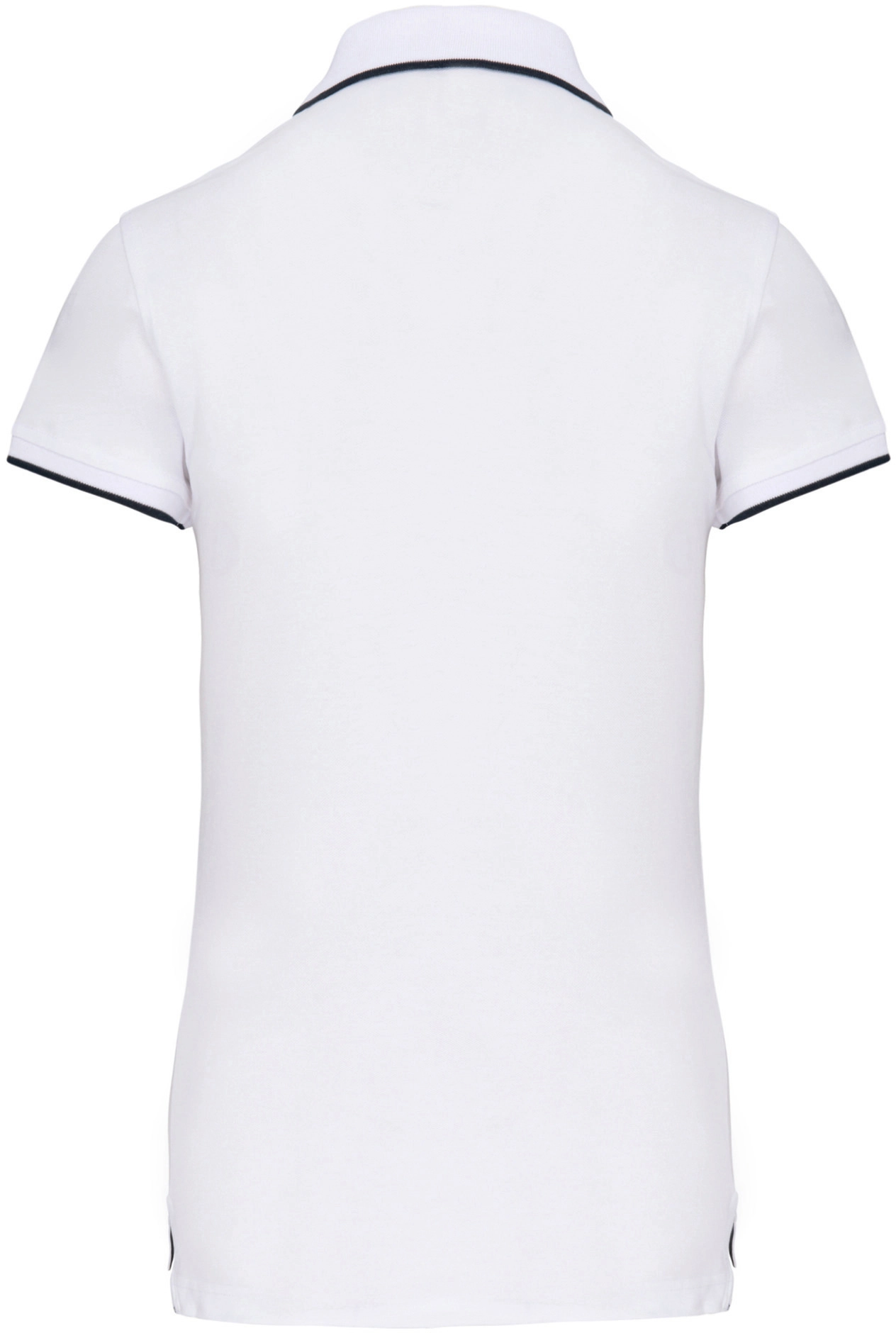 kariban-K252-damen-kontrast-pique-polo-white-navy-white-back-6 Kariban Damen Kontrast Piqué Polo
