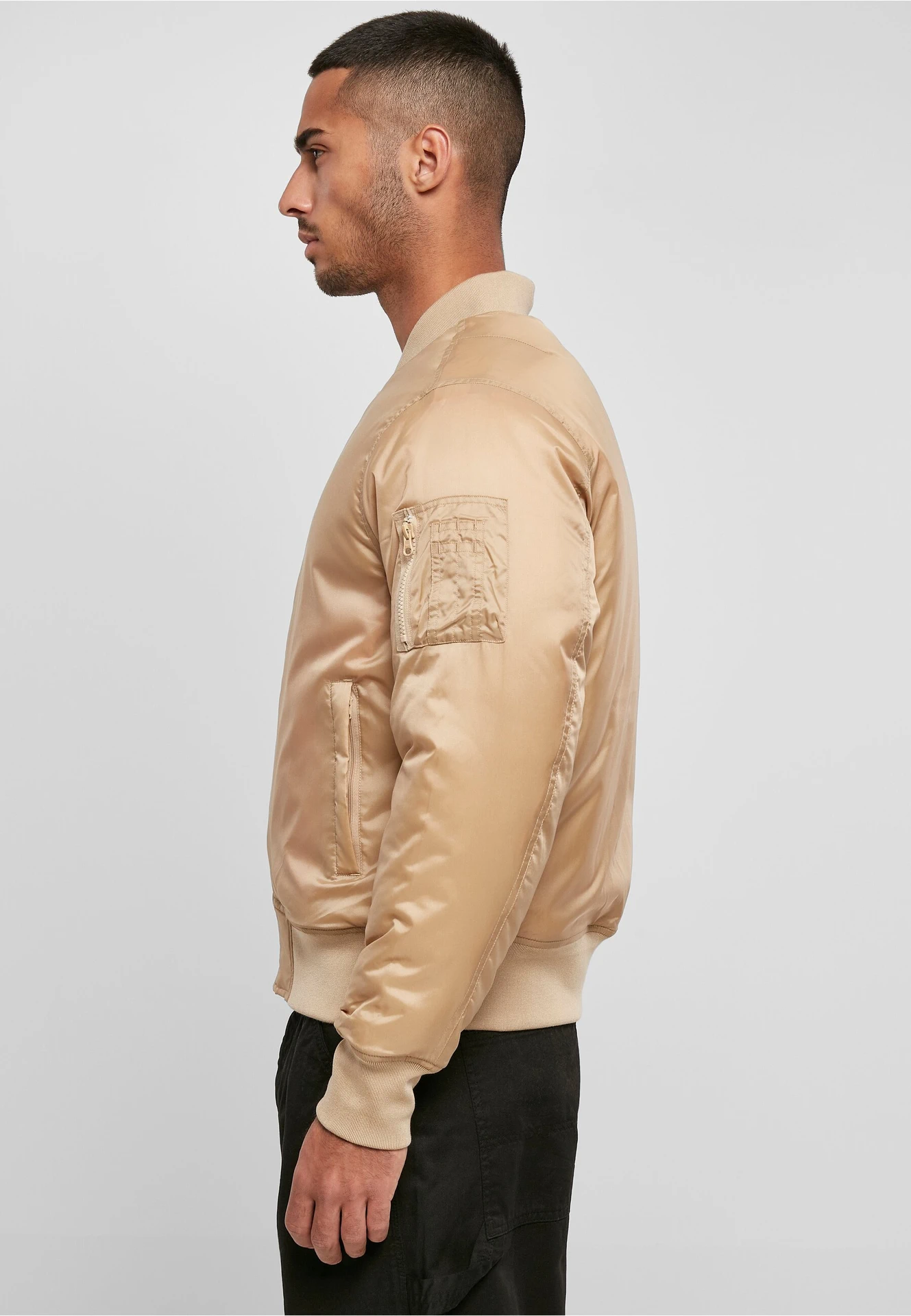 BYB-BY030-bomber-jacket-beige-model-1 Build Your Brand Bomber Jacket