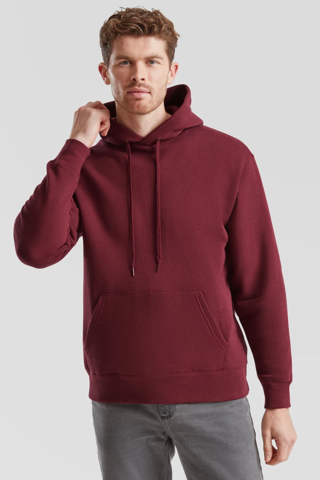 fruit-of-the-loom-62-152-0-premium-hooded-sweatshirt-burgundy-model-0 F.O.L. Premium Hooded Sweat