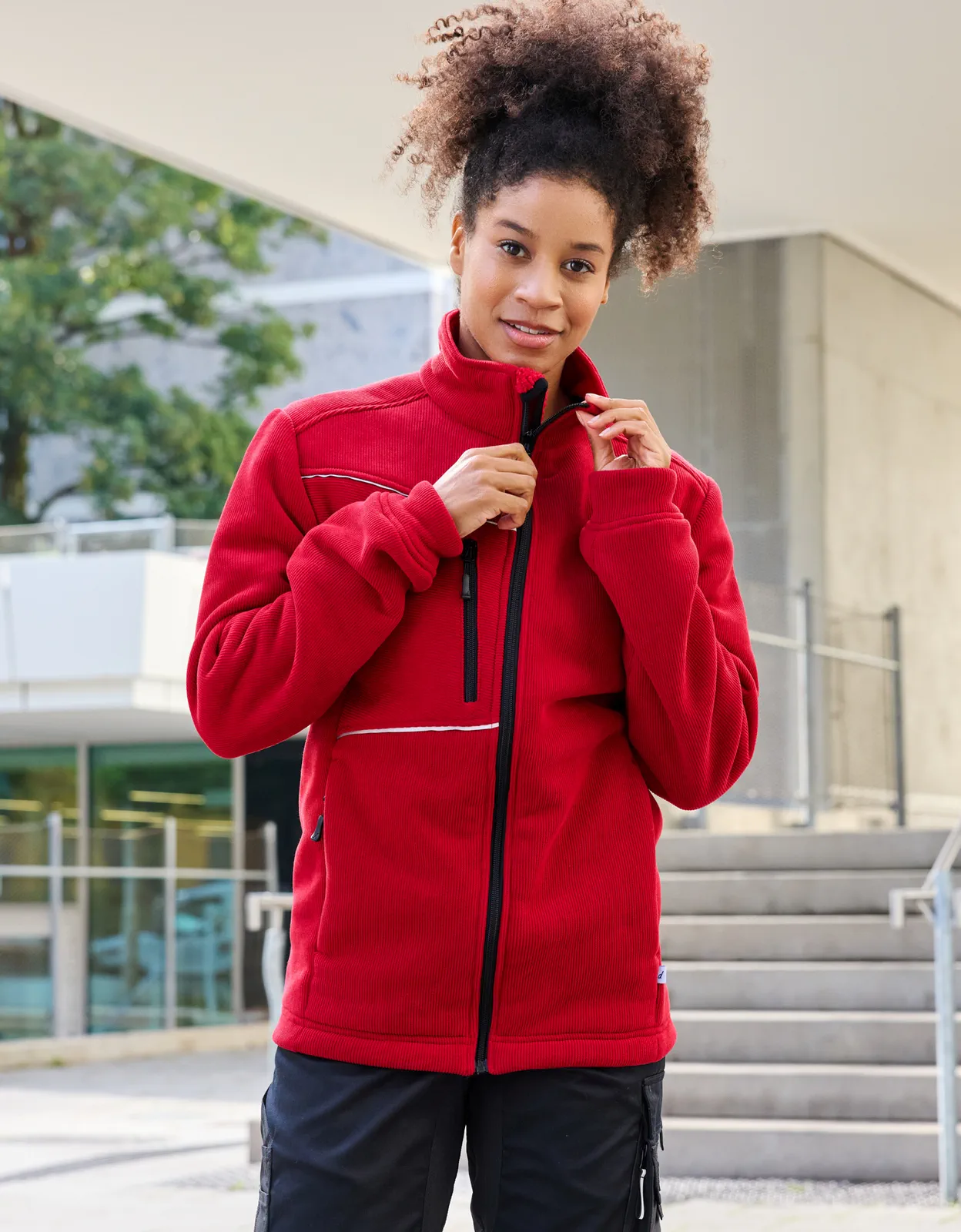 jn1870-fleece-jacket-corduroy-look-model-0 James & Nicholson Fleece Jacket - Corduroy Look