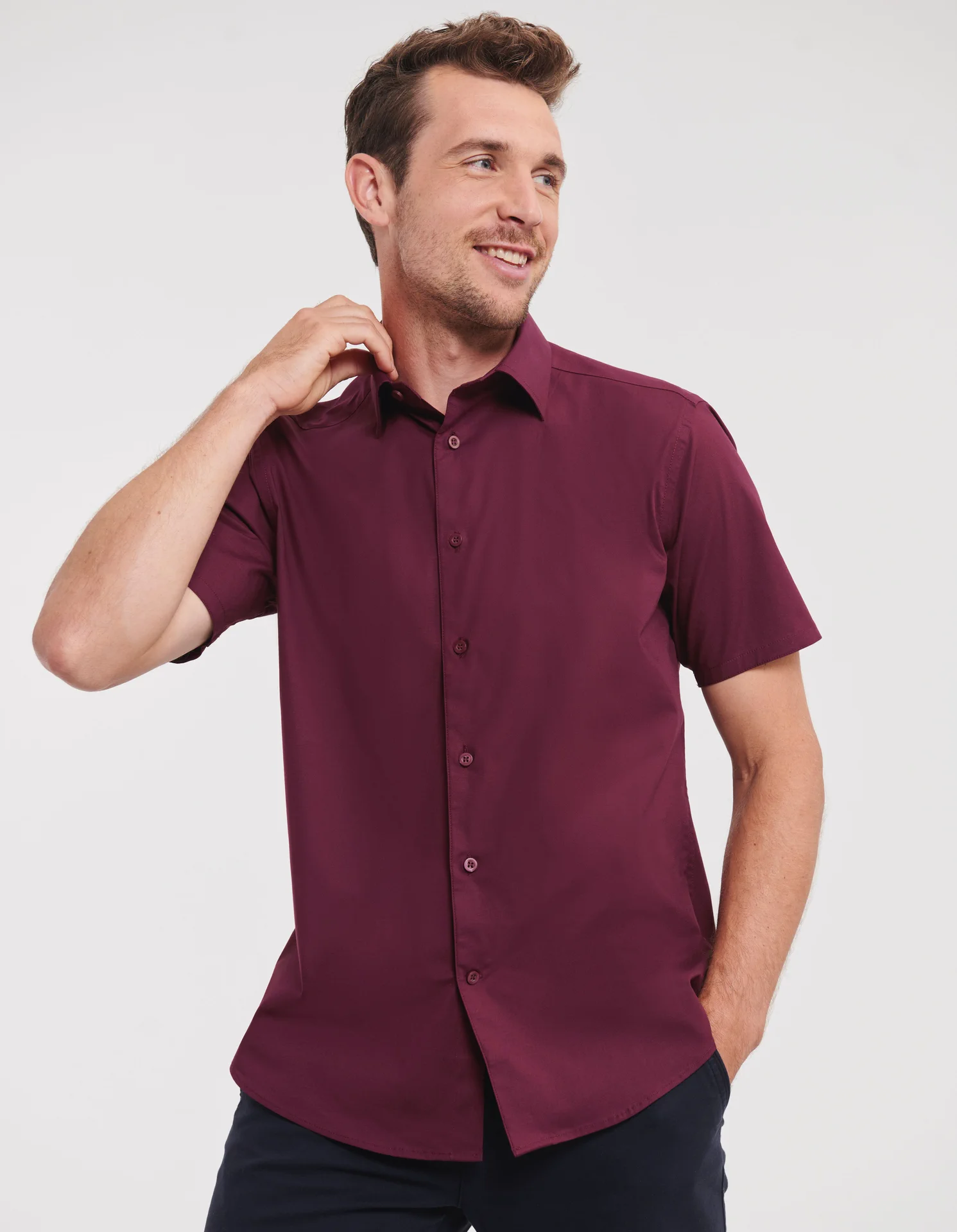 Russell Men's Short Sleeve Easy Care Fitted Shirt