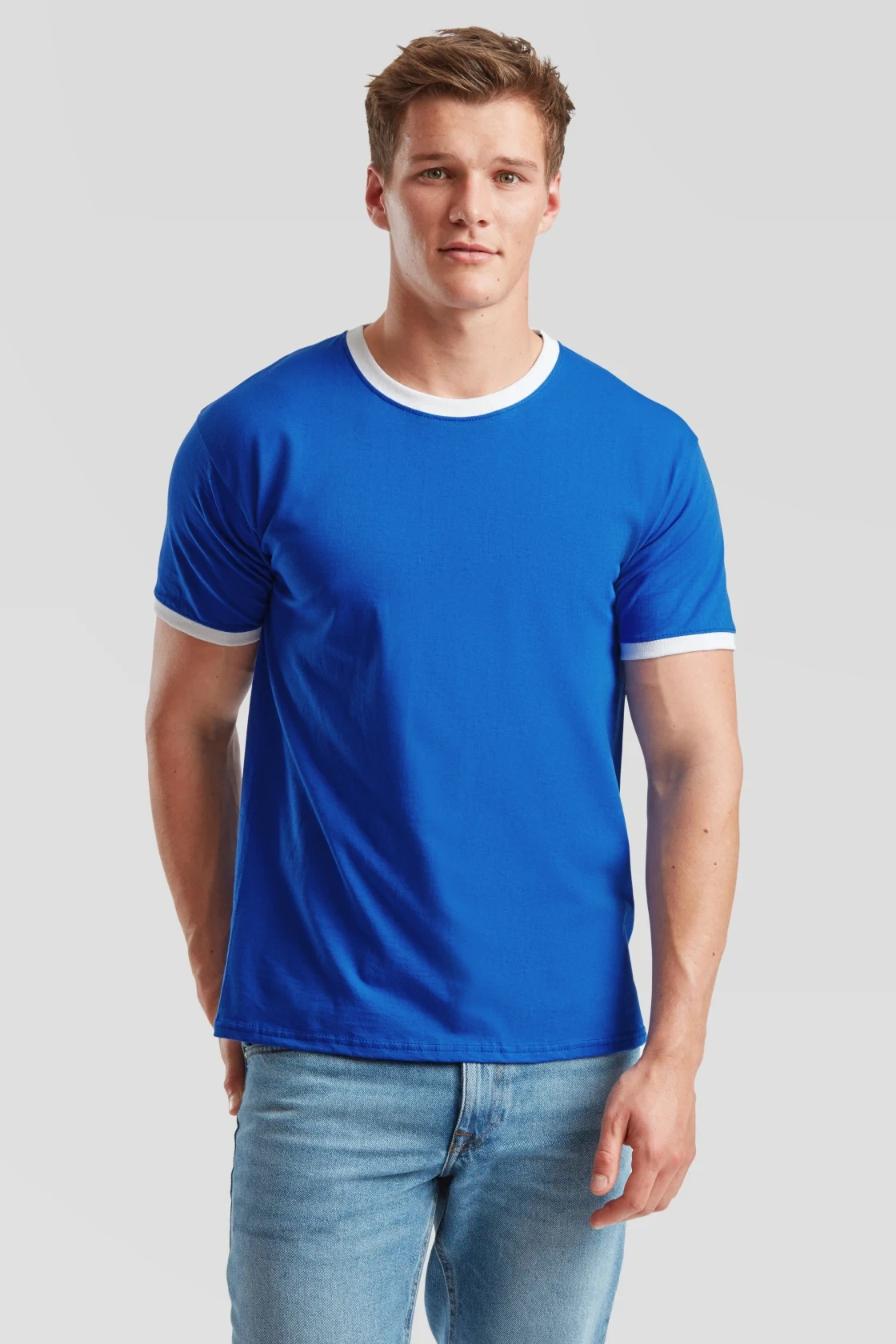 fruit-of-the-loom-61-168-0-valueweight-ringer-t-shirt-royalblue-white-model-0 F.O.L. Ringer Tee