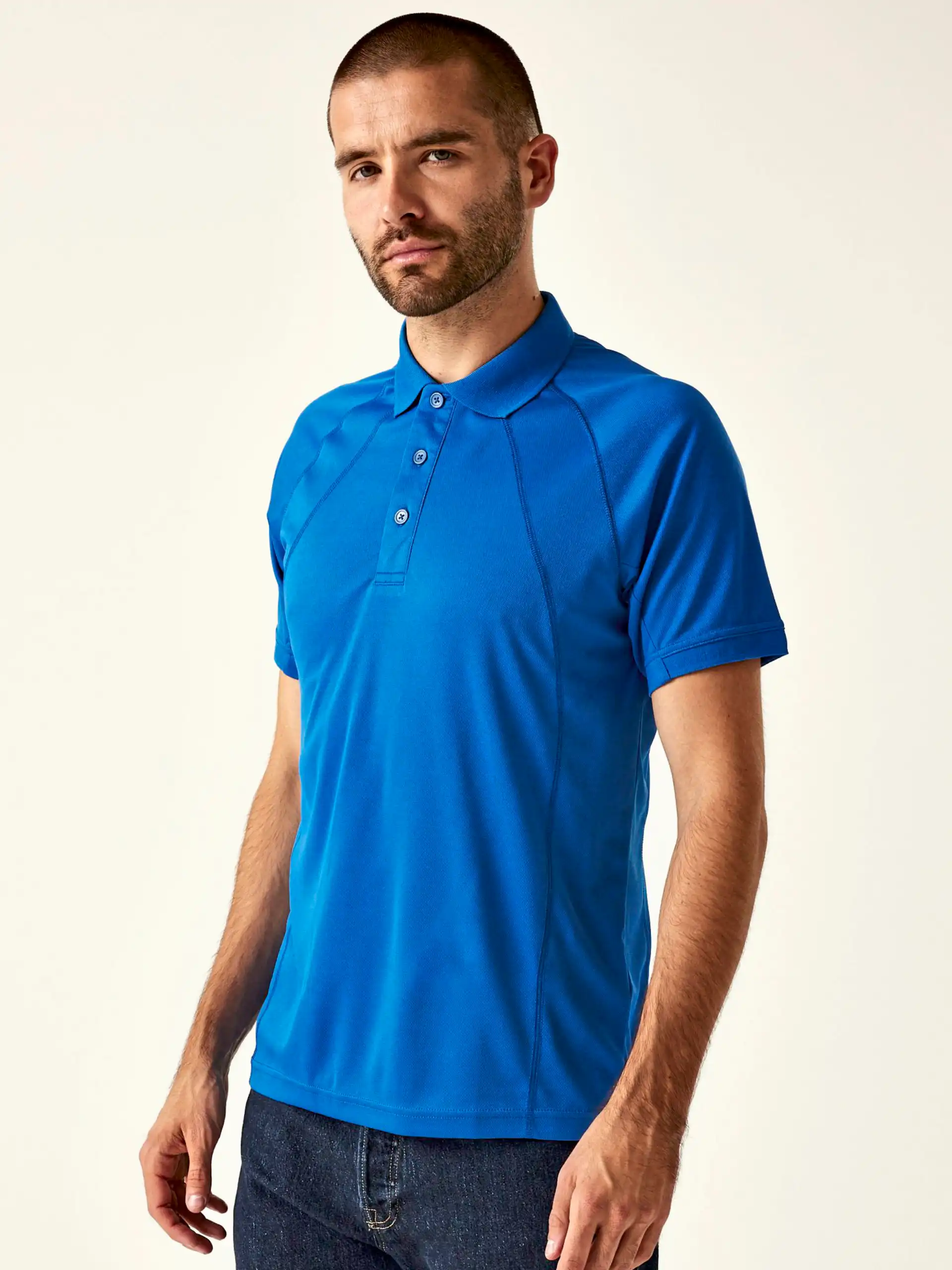 regatta-trs147-coolweave-wicking-polo-oxford-blue-model-1 Regatta Coolweave Wicking Polo