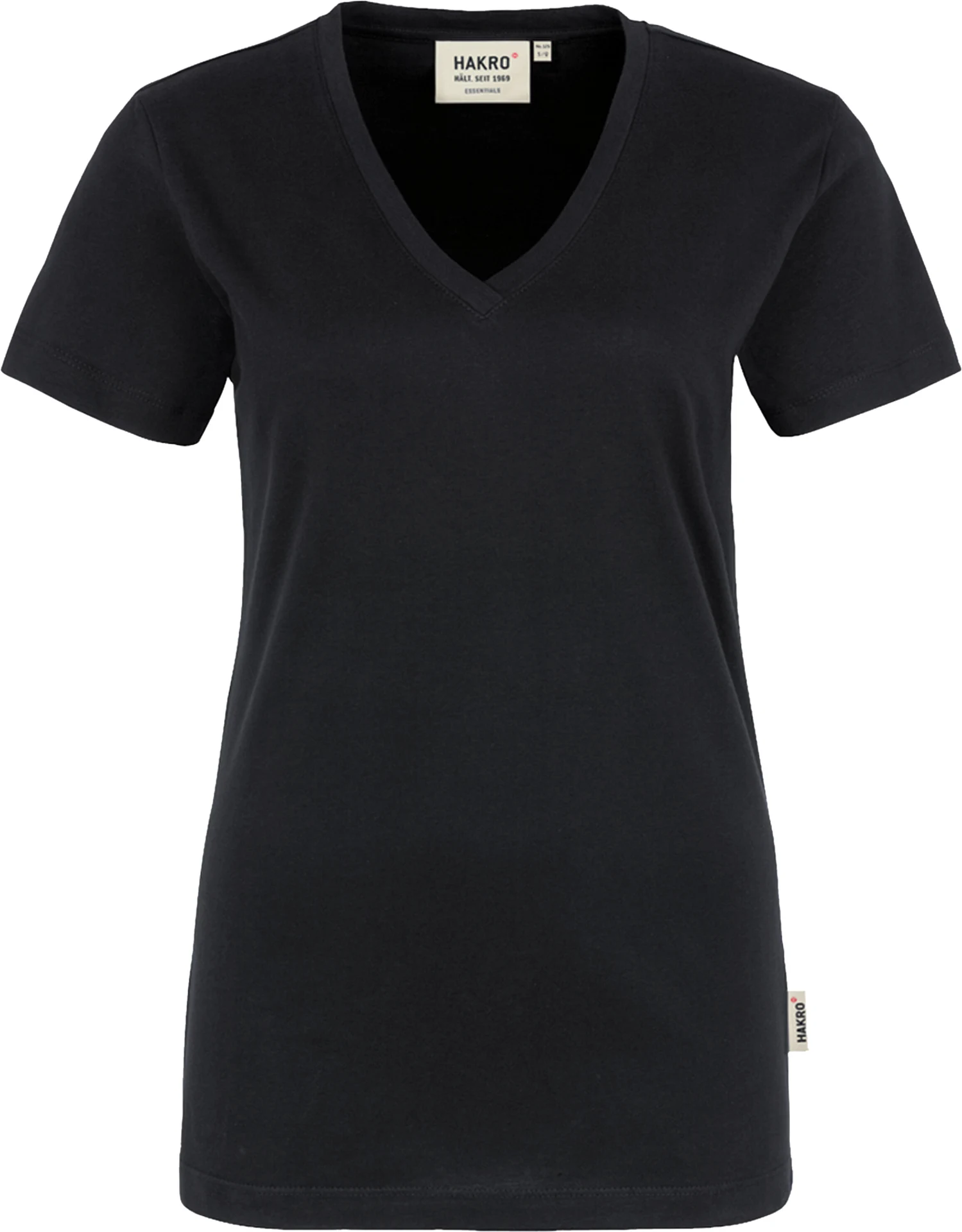 hakro-126-damen-v-shirt-classic-schwarz-front-1 HAKRO Women-V-Shirt 126 Classic