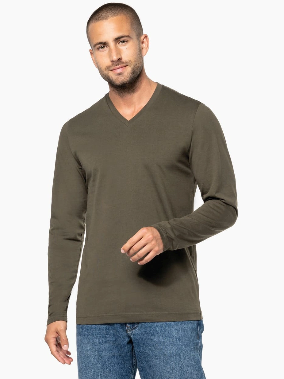 Kariban Herren V-Neck T-Shirt langarm