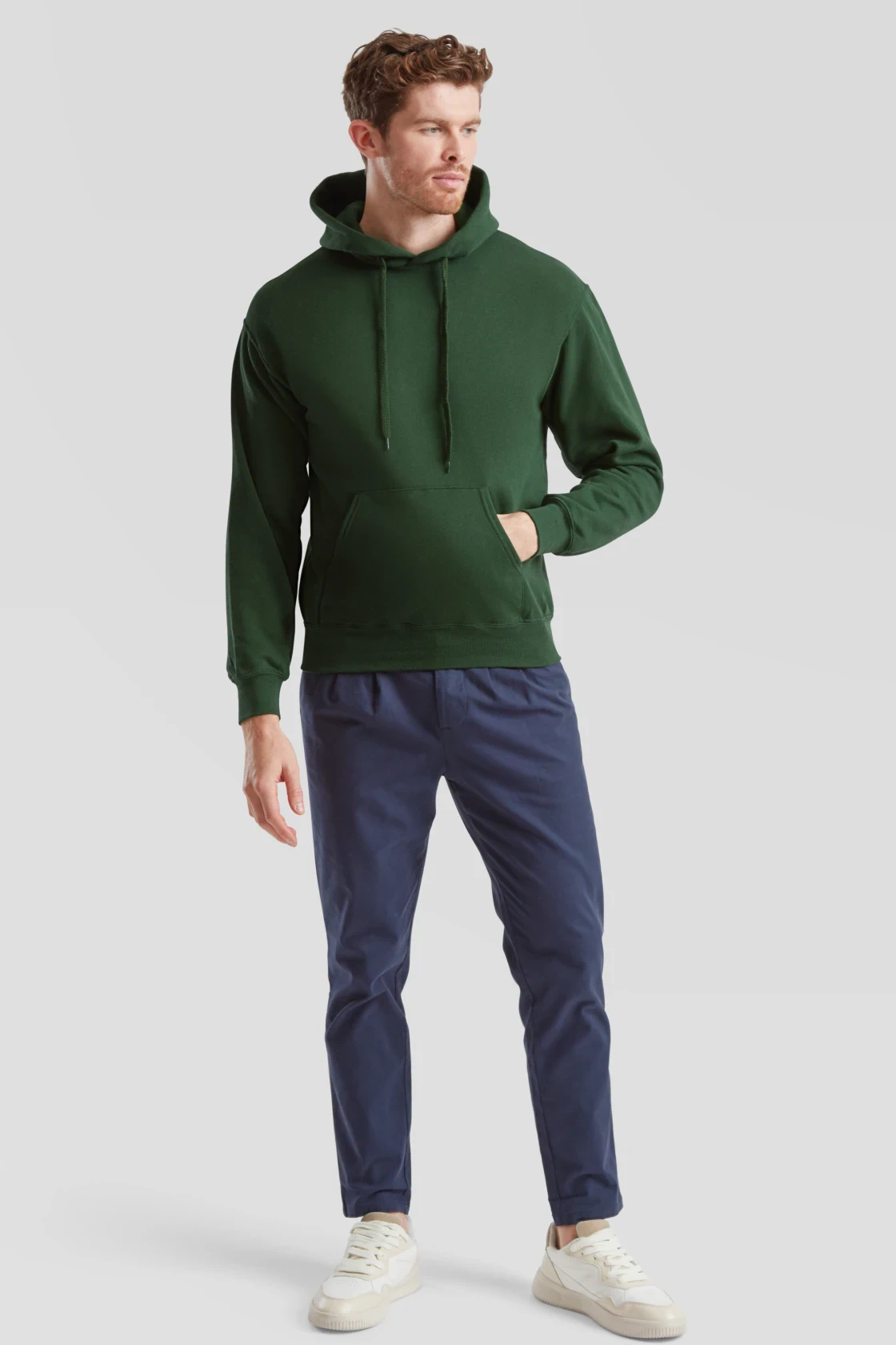 fruit-of-the-loom-62-208-0-classic-hooded-sweatshirt-bottlegreen-model-3 F.O.L. Classic Hooded Sweat