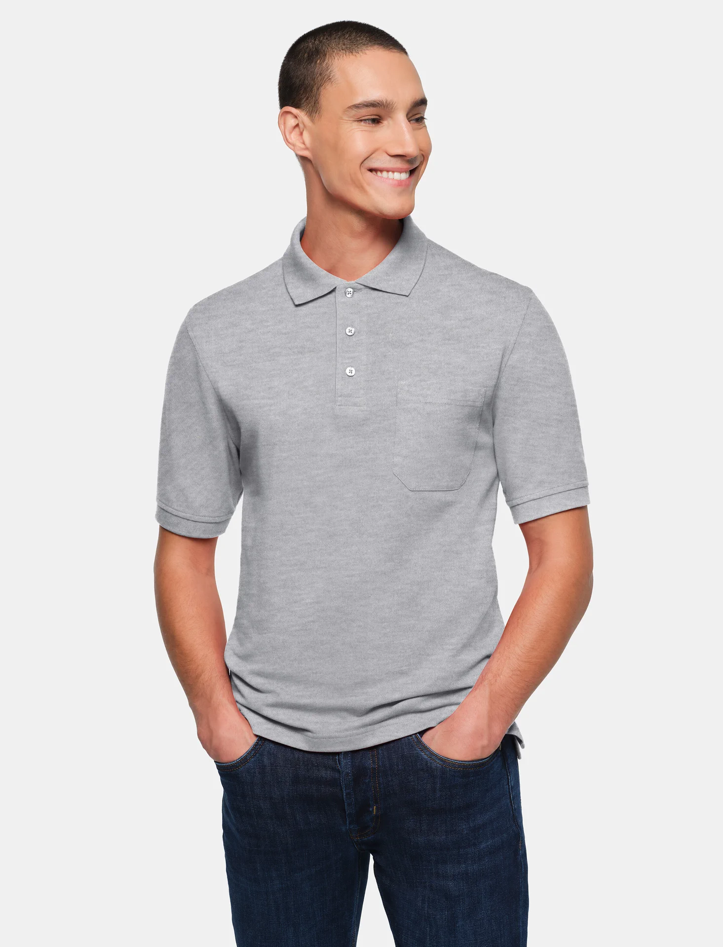 hakro-802-pocket-poloshirt-top-graumeliert-model-0 HAKRO Pocket-Poloshirt 802 Top