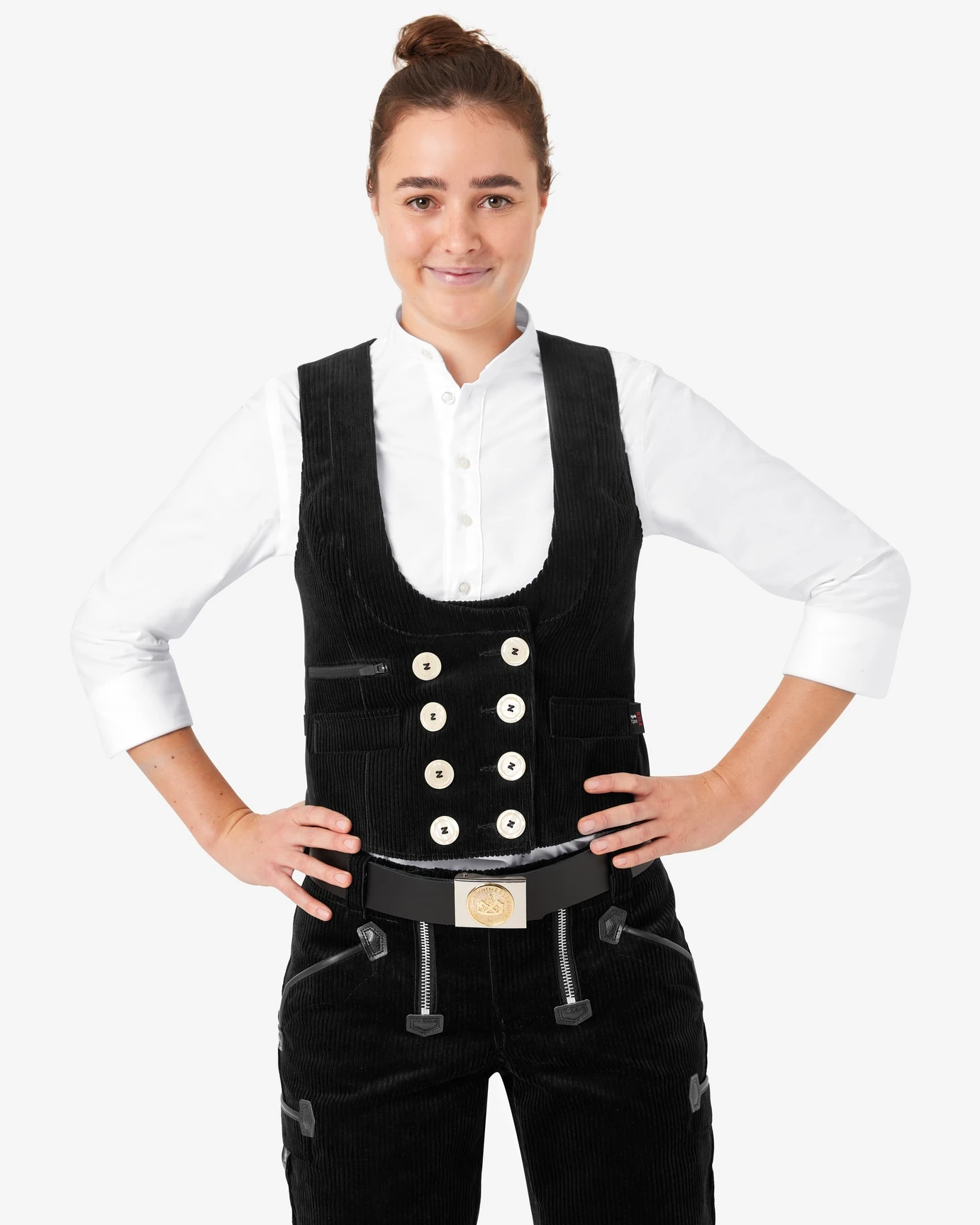 FHB-50015-lilly-zunftweste-trenkercord-schwarz-model-0 FHB Zunftweste LILLY Trenkercord