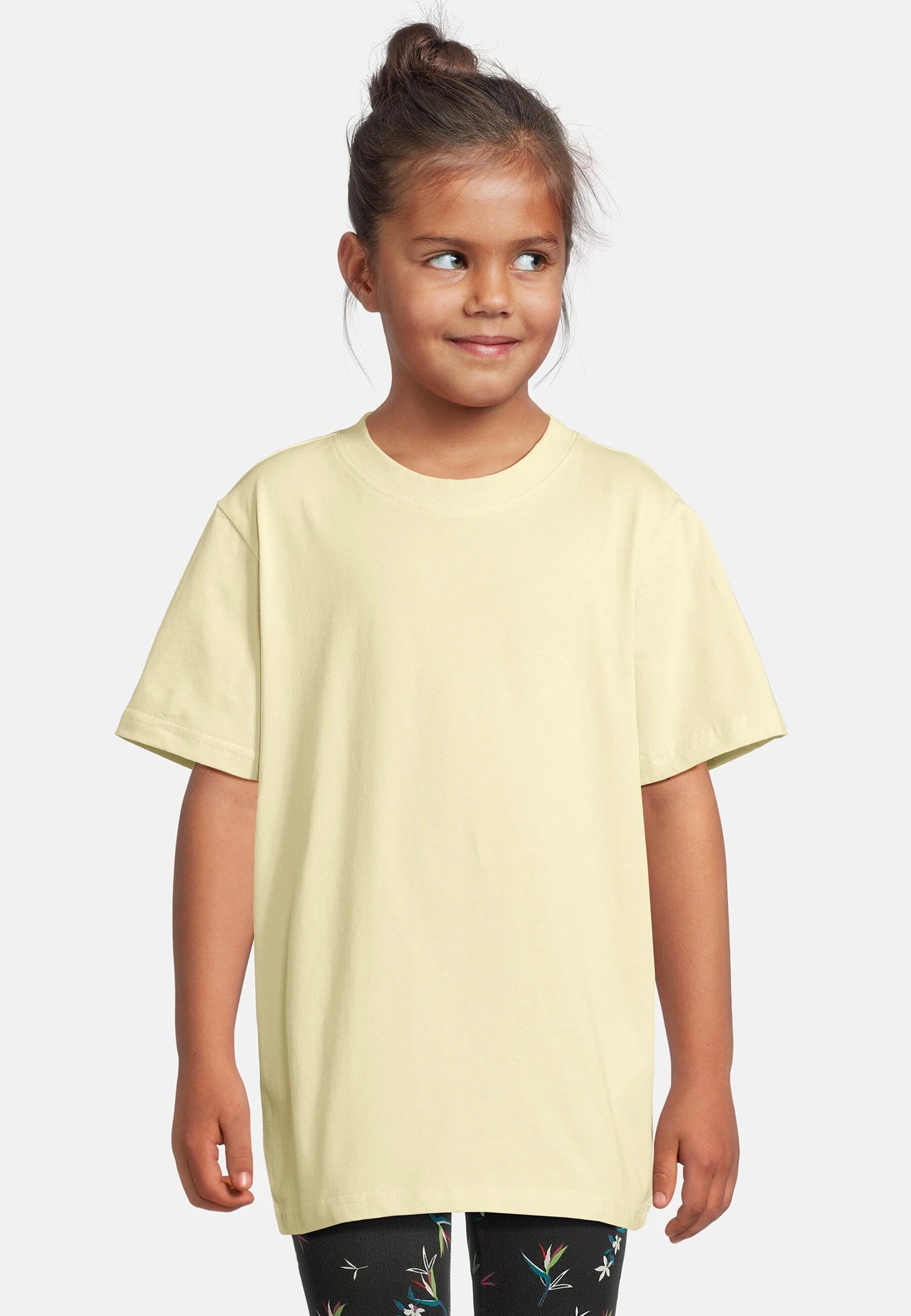 BYB-BY158-kids-basic-t-shirt-softyellow-model-0 Build Your Brand Kids Basic Tee 2.0