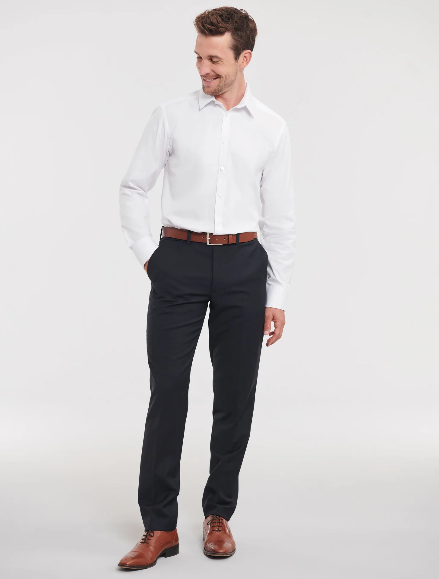 Russell Men's Long Sleeve Herringbone Shirt