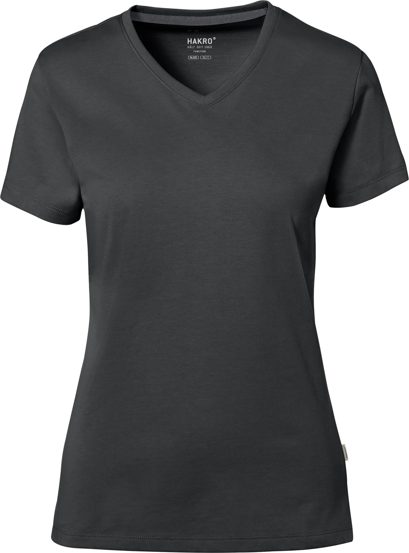 hakro-169-cotton-tec-damen-v-shirt-anthrazit-front-1 HAKRO Damen-V-Shirt 169 Cotton-Tec