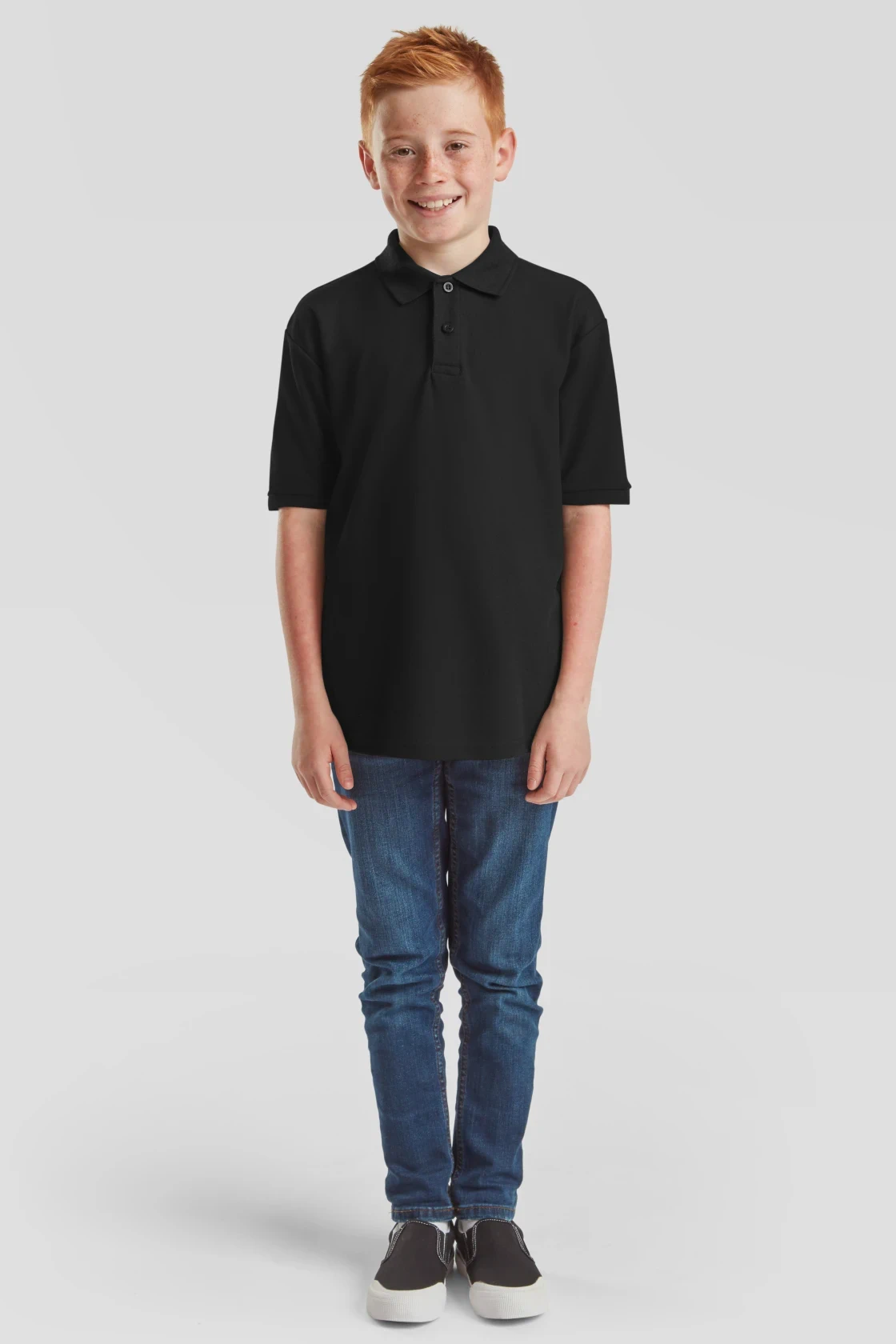 fruit-of-the-loom-63-417-0-kids-65-35-poloshirt-black-model-3 F.O.L. 65/35 Polo Kids