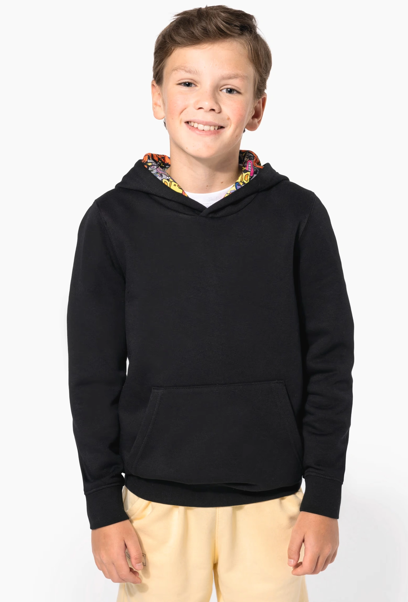 kariban-K4014-kinder-kapuzen-sweater-black-skategraffiti-model-0 Kariban Kinder Kapuzen Sweater