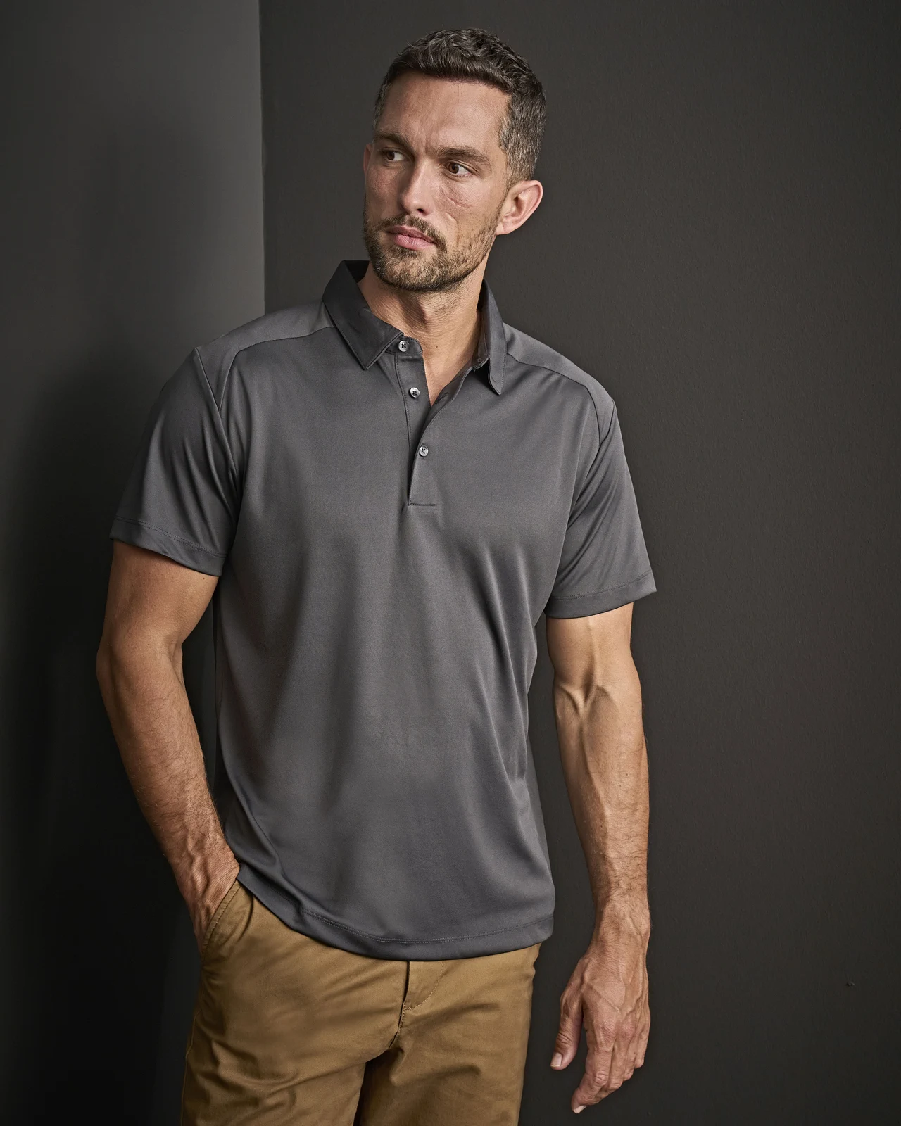 tee-jays-7200-mens-luxury-sport-poloshirt-darkgrey-model-0 Tee Jays Men's Luxury Sport Polo