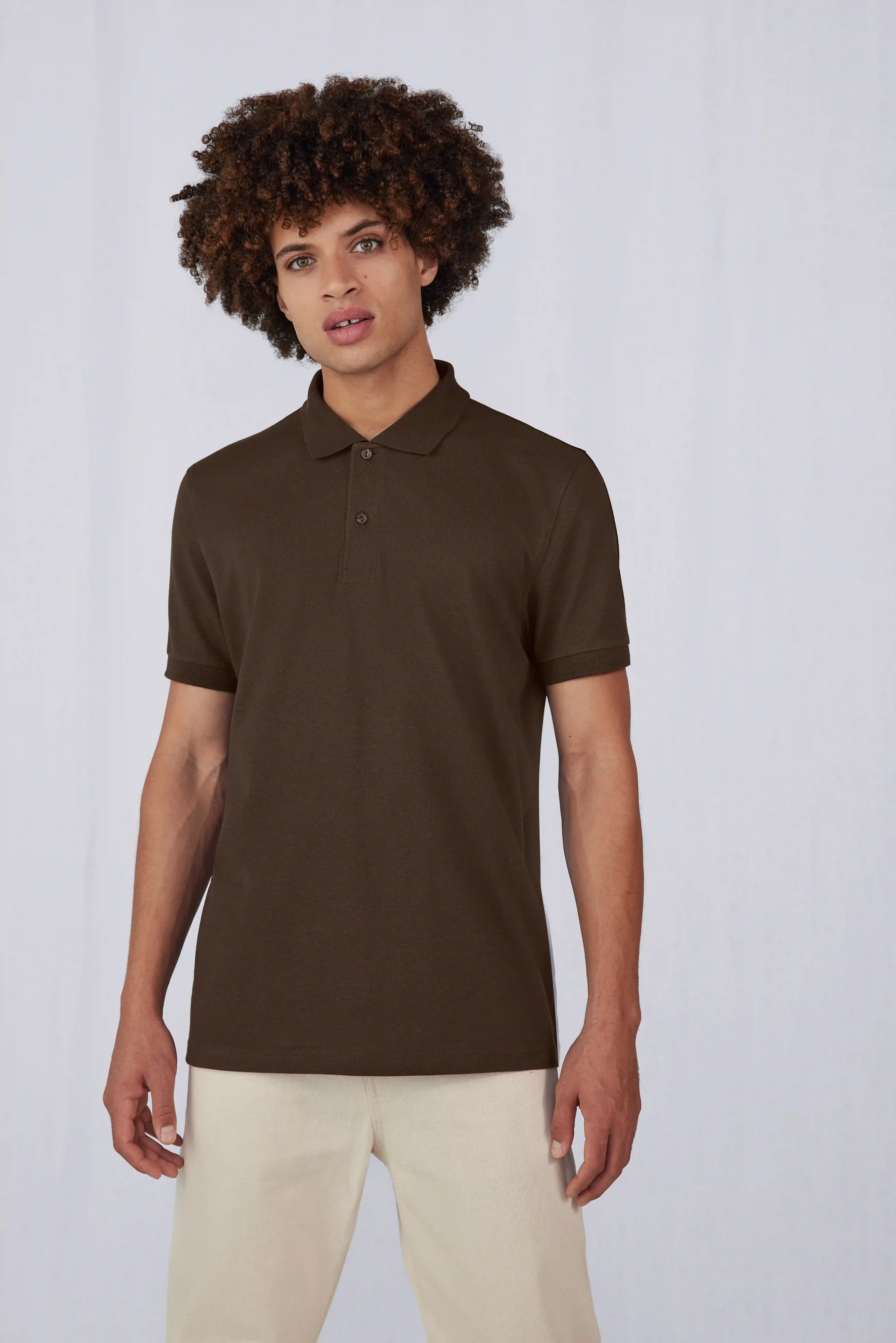bc_pu424-My-Polo-180-roasted-coffee-model-2 B&C My Polo 180