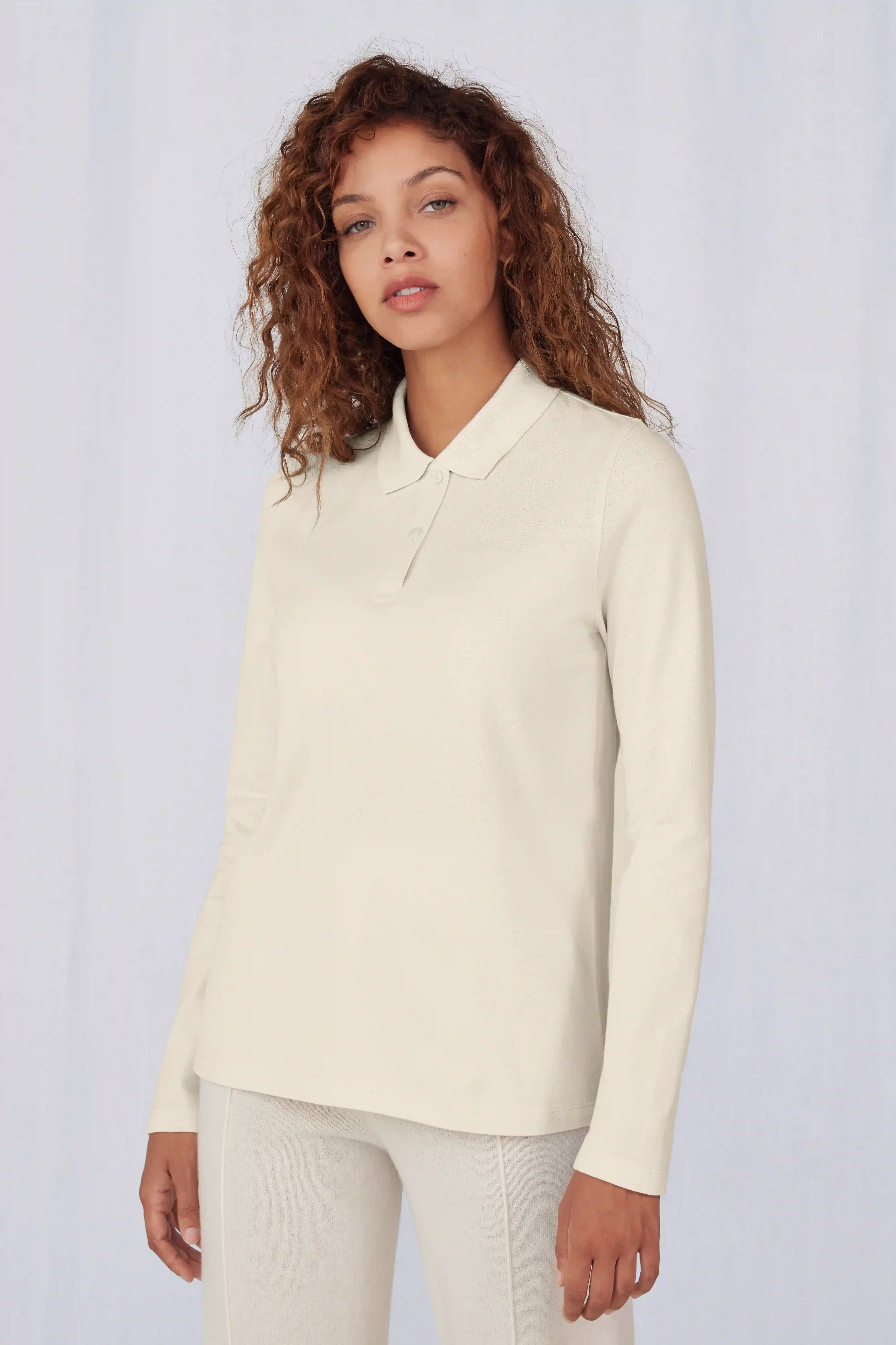 bc-pw462-my-polo-180-longsleeve-women-off-white-model-2 B&C My Polo 180 Long Sleeve Women