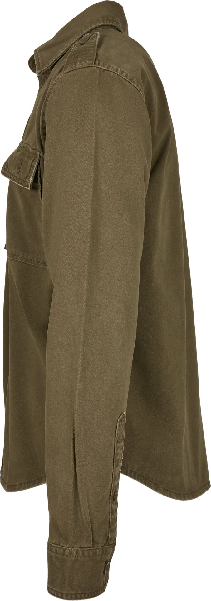 BYB-B9373-vintage-shirt-long-sleeve-olive-left-6 Build Your Brand Vintage Shirt Long Sleeve