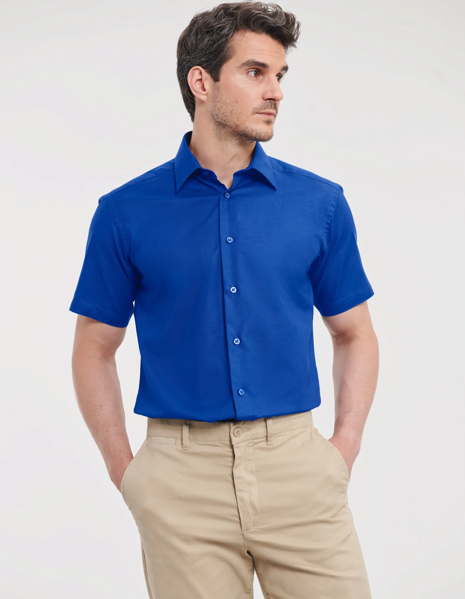 Russell Men's Short Sleeve Easy Care Tailored Oxford Shirt