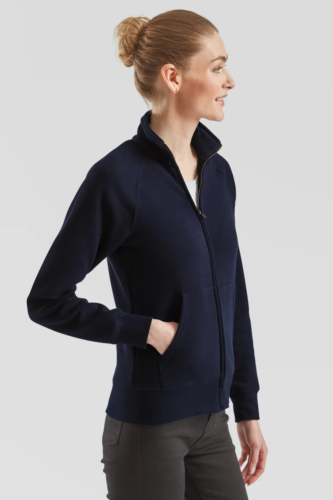 fruit-of-the-loom-62-116-0-ladies-premium-sweat-jacket-deepnavy-model-1 F.O.L. Ladies Premium Sweat Jacket