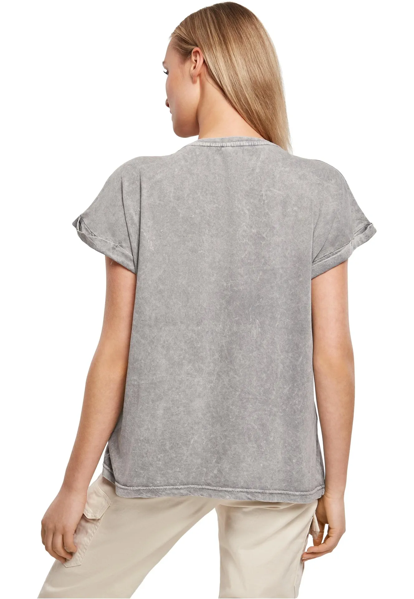Build Your Brand Ladies Acid Washed Extended Shoulder Tee