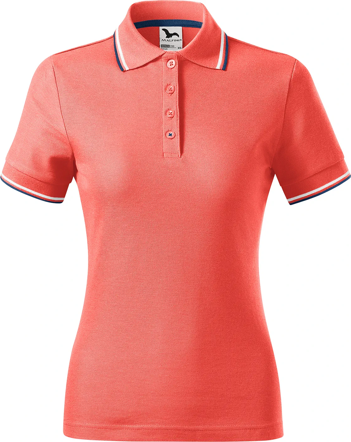 malfini-233-focus-polohemd-damen-koralle-front-2 MALFINI Polohemd Damen Focus 233