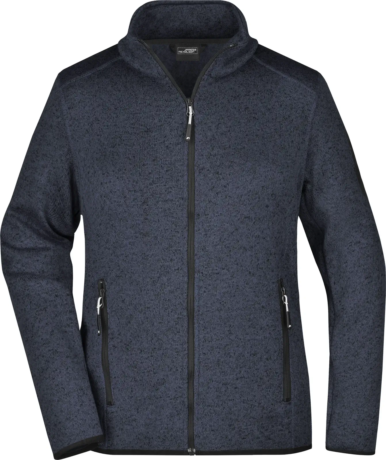 jn761-ladies-knitted-fleece-jacket-darkgreymelange-silver-front-3 James & Nicholson Ladies Knitted Fleece Jacket