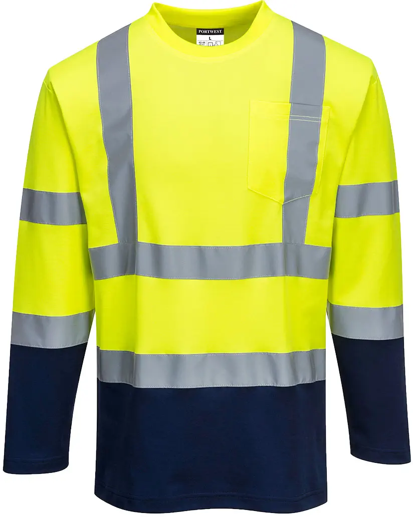 PORTWEST S280 Warnschutz Cotton Comfort Kontrast T-Shirt Langarm
