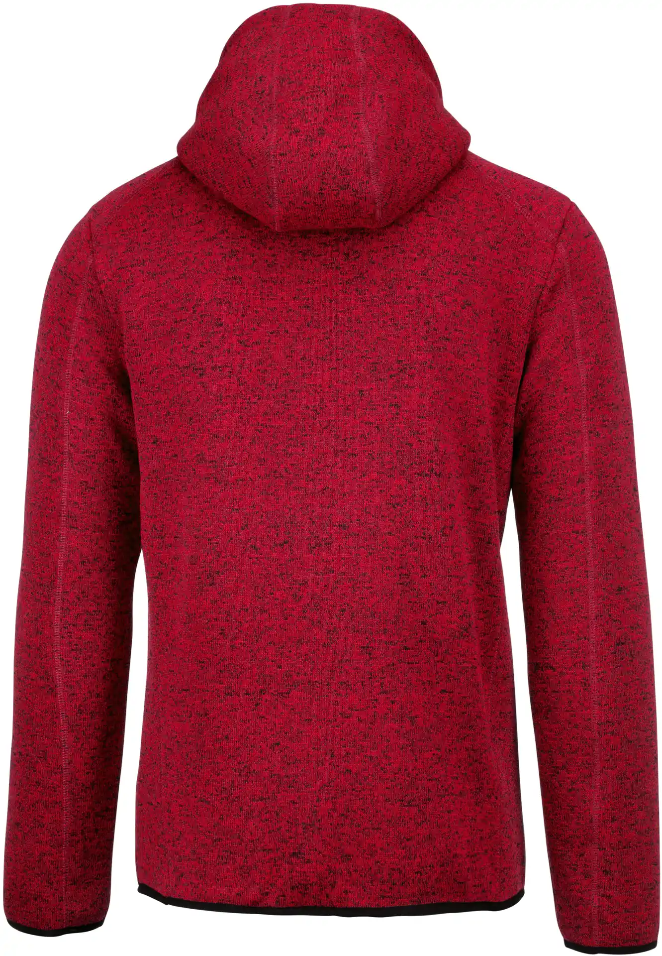 kariban-PA365-herren-melange-kapuzen-strickfleece-jacke-redmelange-back-6 Kariban Herren Melange Kapuzen Strickfleece Jacke