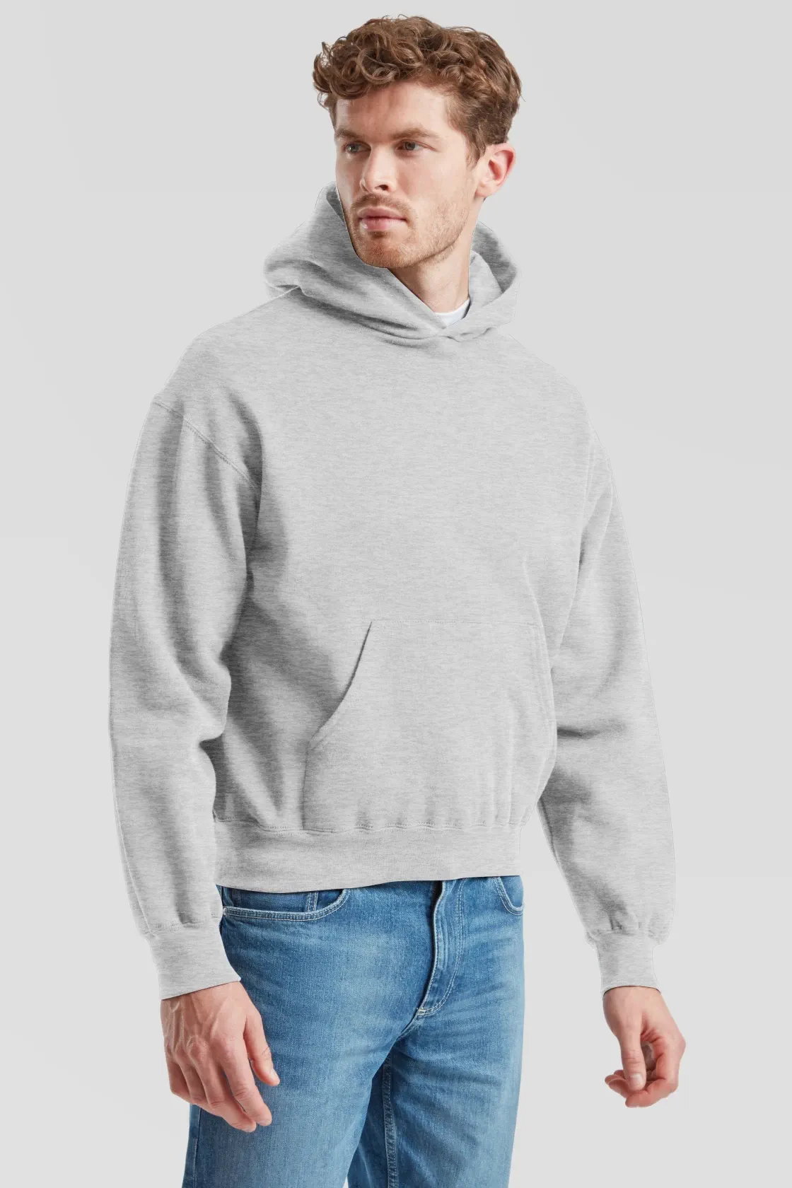 fruit-of-the-loom-62-278-0-supercotton-hooded-sweatshirt-athleticheather-model-1 F.O.L Supercotton™ Hooded Sweat