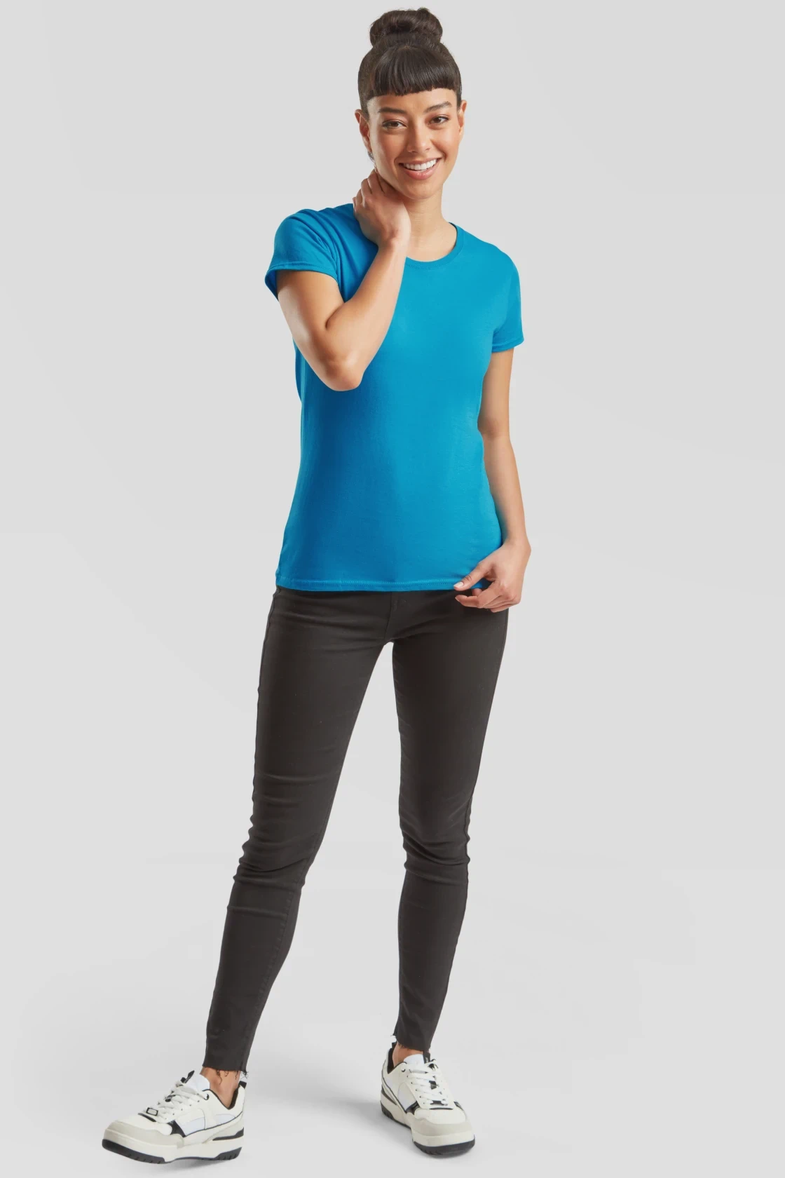 fruit-of-the-loom-61-432-0-ladies-iconic-150-t-shirt-azureblue-model-3 F.O.L. Ladies Iconic T