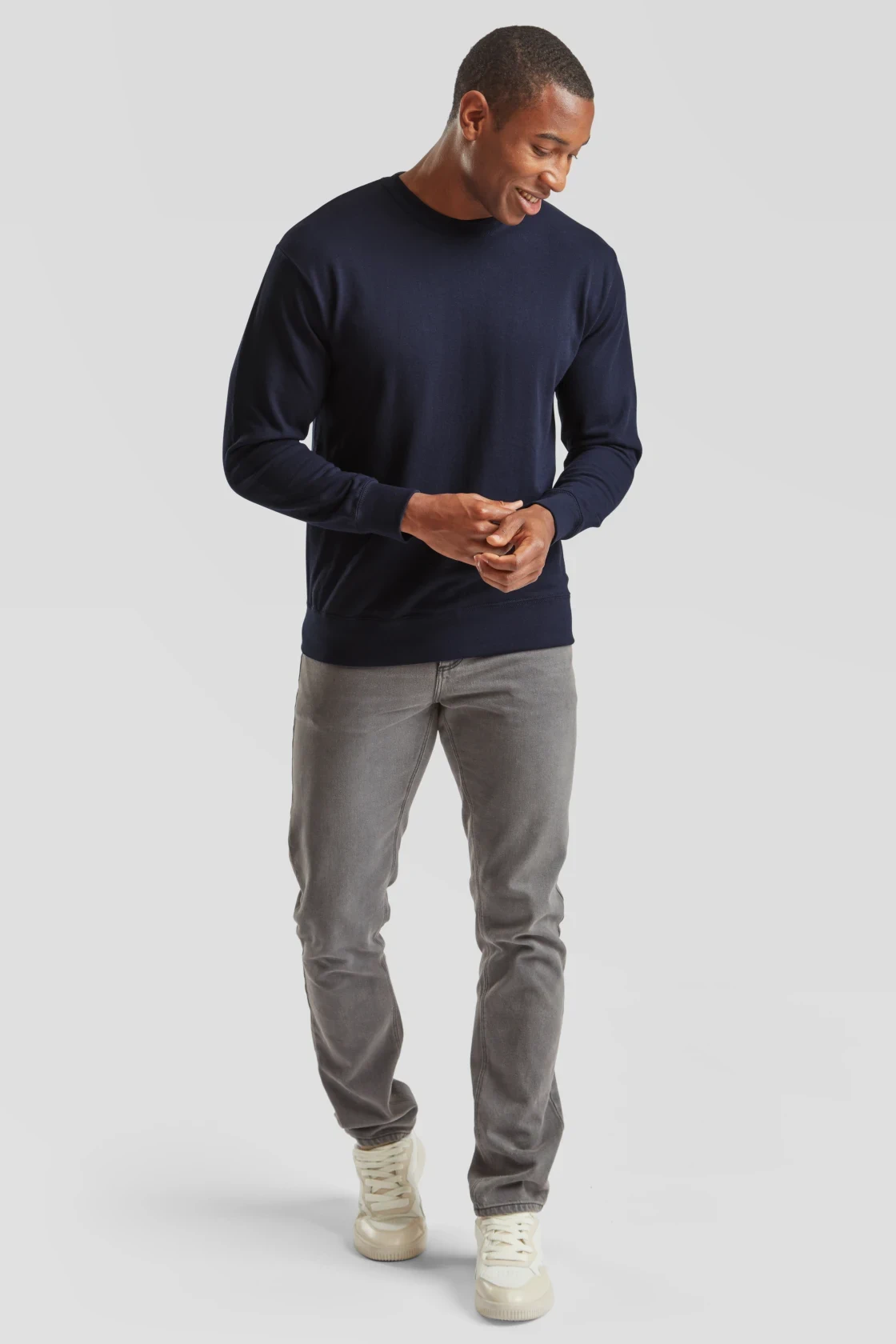 fruit-of-the-loom-62-156-0-lightweight-set-in-sweatshirt-deepnavy-model-3 F.O.L. Lightweight Set-In Sweat