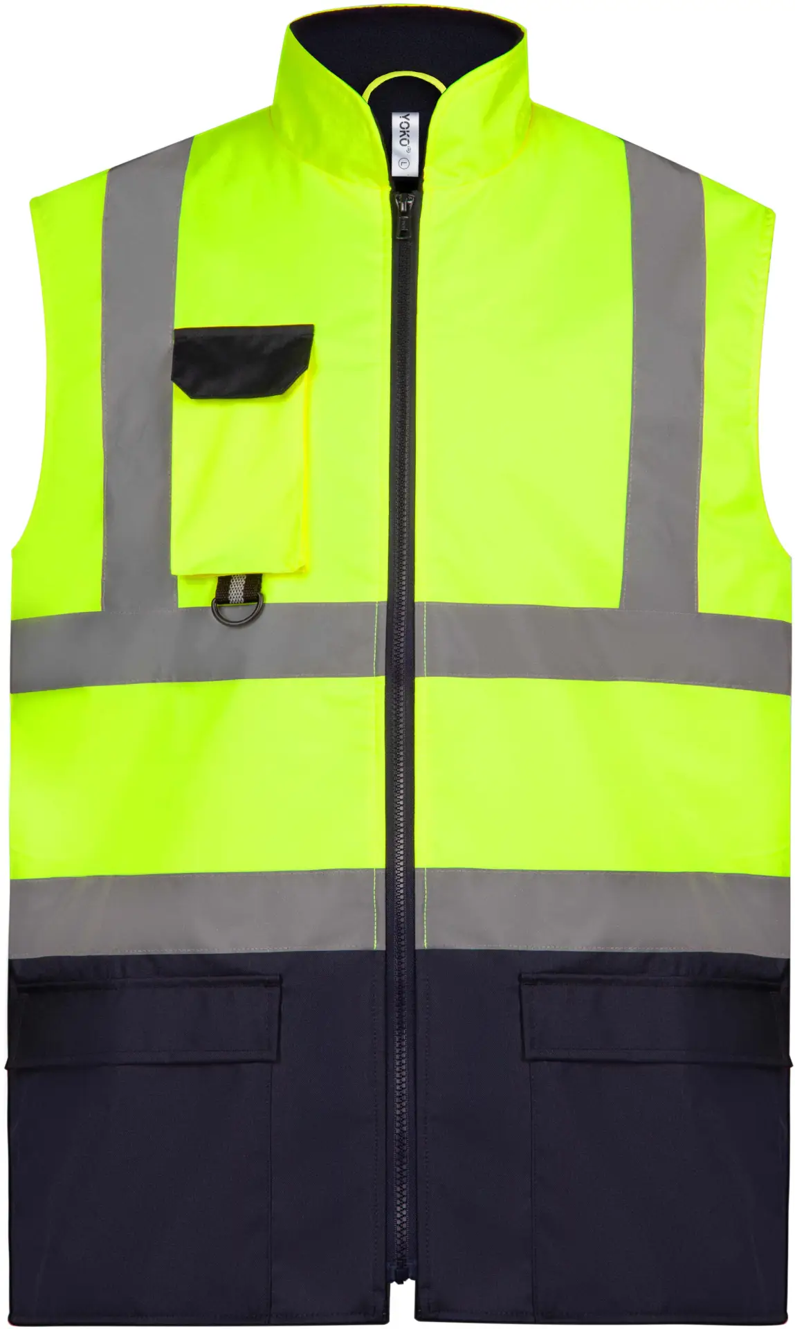 yoko-hv005-hi-vis-two-tone-bodywarmer-hi-vis-yellow-front-1 YOKO Hi-Vis Two-Tone Bodywarmer