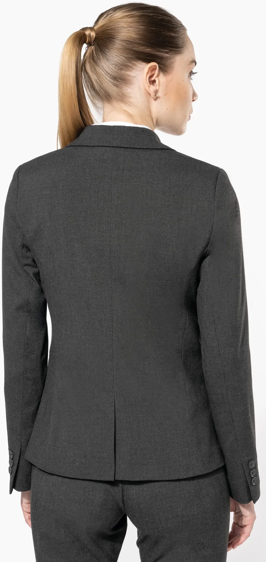 kariban-K6131-damen-anzugblazer-anthraciteheather-model-2 Kariban Damen Anzugblazer
