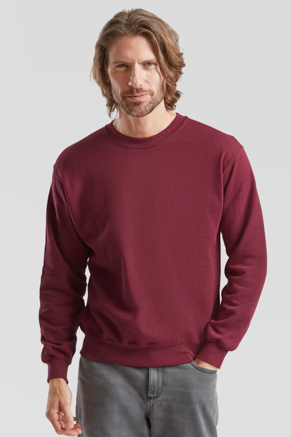 fruit-of-the-loom-62-202-0-classic-set-in-sweatshirt-burgundy-model-0 F.O.L. Classic Set-In Sweat