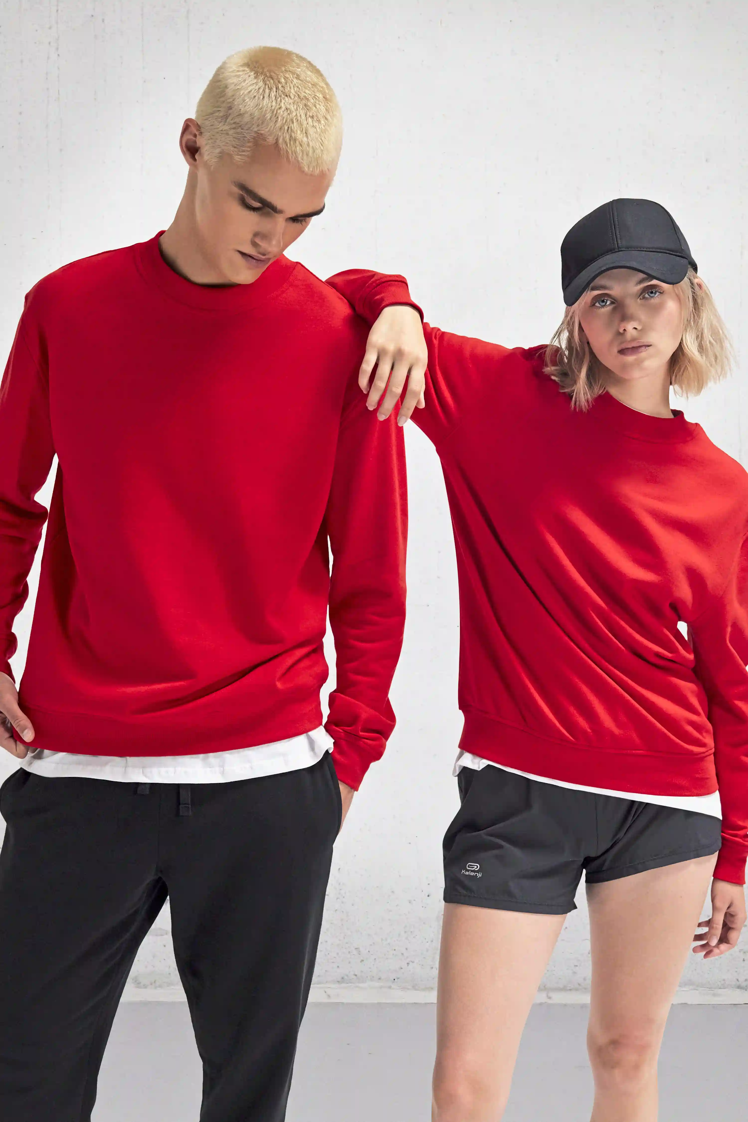 bc-wg004-id.332-crew-sweatshirt-red-model-1 B&C ID.332 Crew Sweatshirt