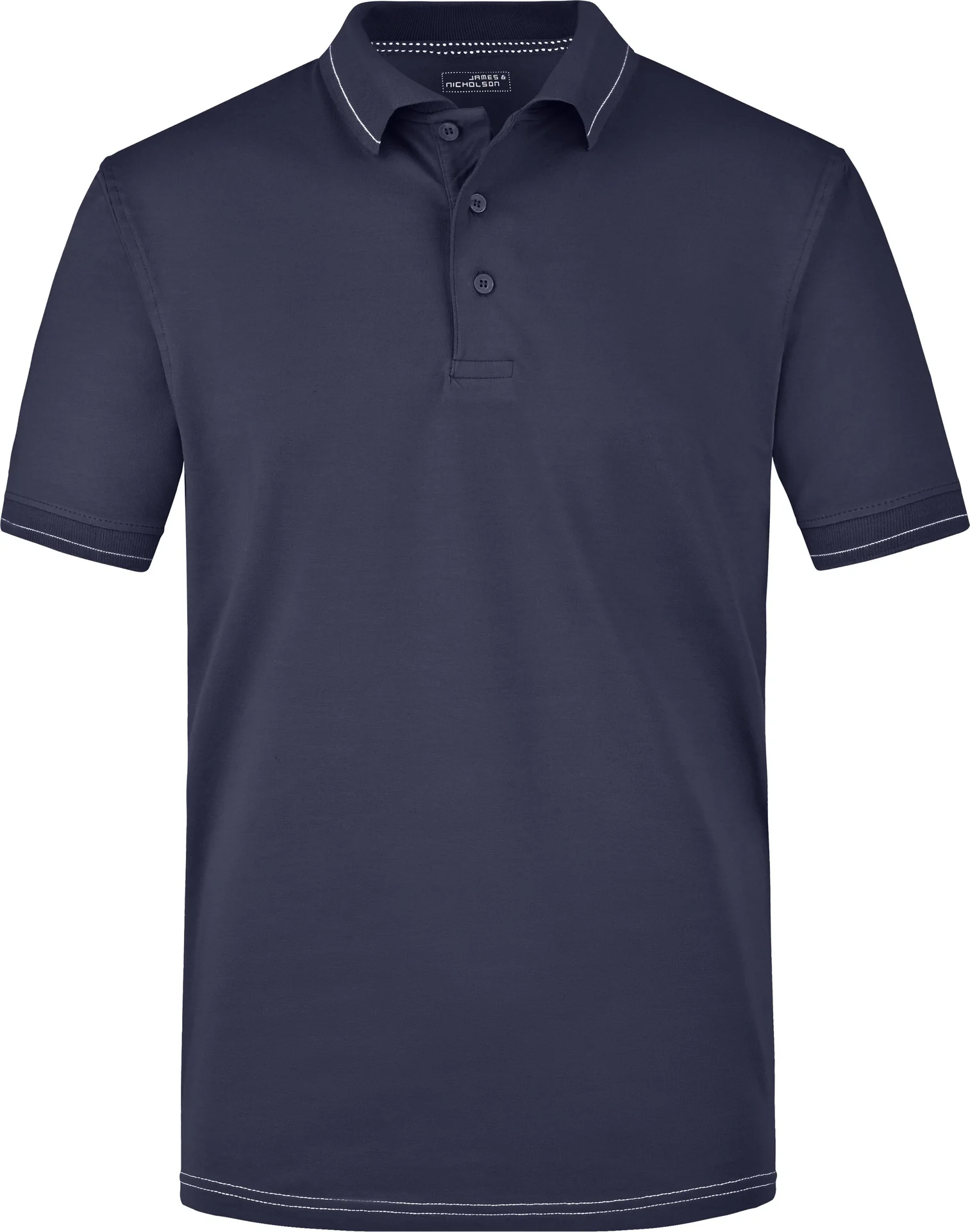jn569-mens-elastic-poloshirt-navy-white-front-3 James & Nicholson Men´s Elastic Polo