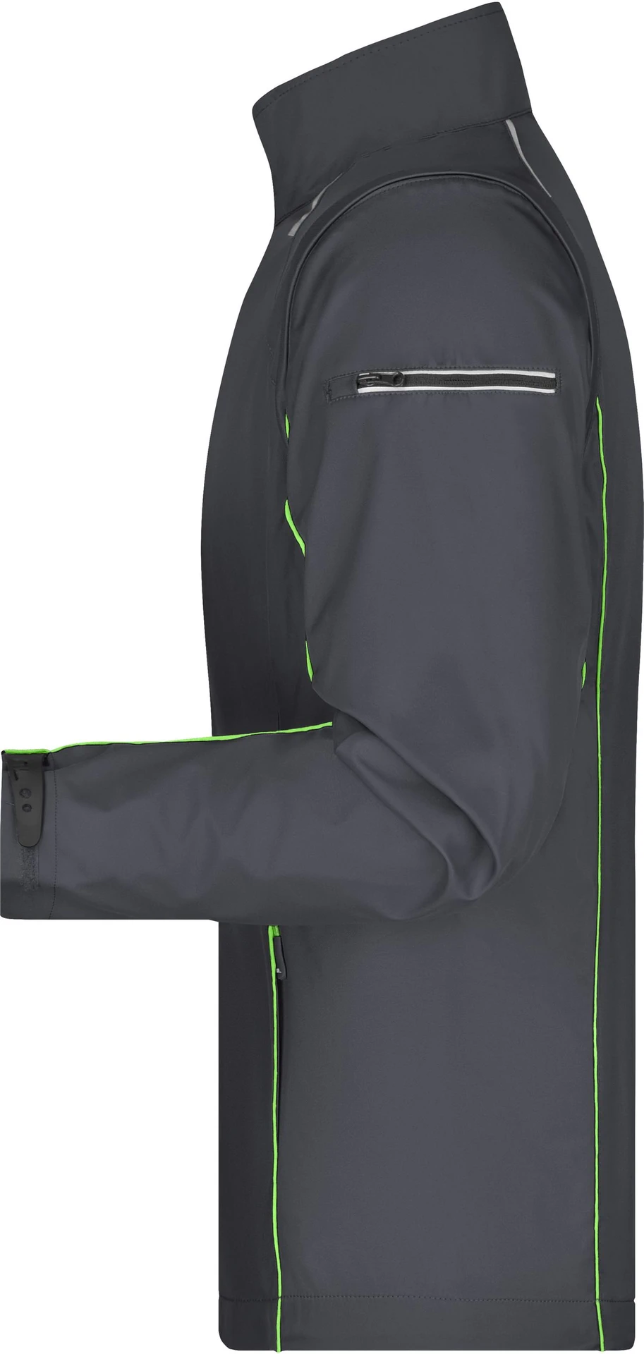 jn1122-mens-zip-off-softshell-jacket-irongrey-green-left-4 James & Nicholson Men's Zip-Off Softshell Jacket