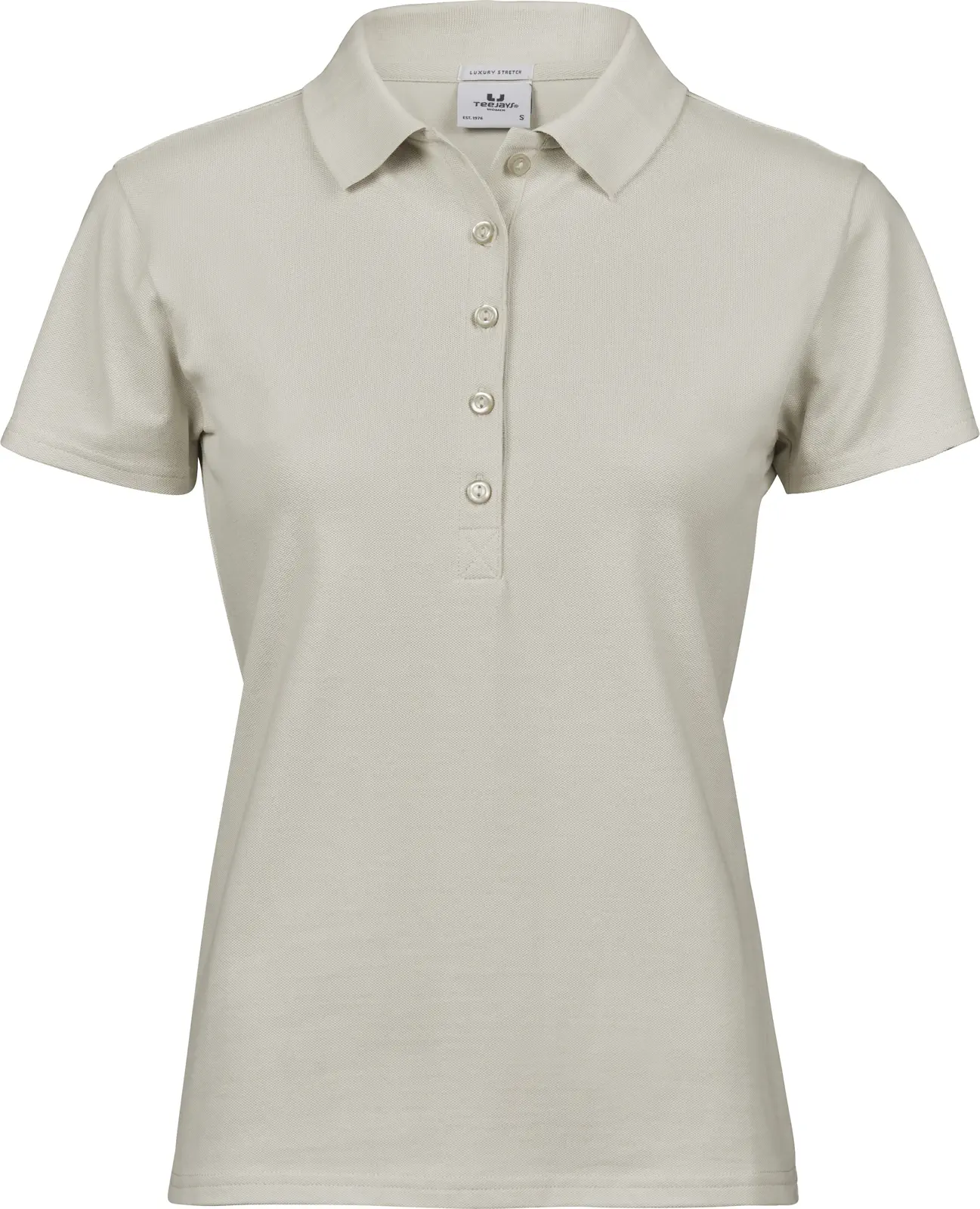 tee-jays-145-womens-luxury-stretch-poloshirt-cement-front-1 Tee Jays Ladies` Luxury Stretch Polo