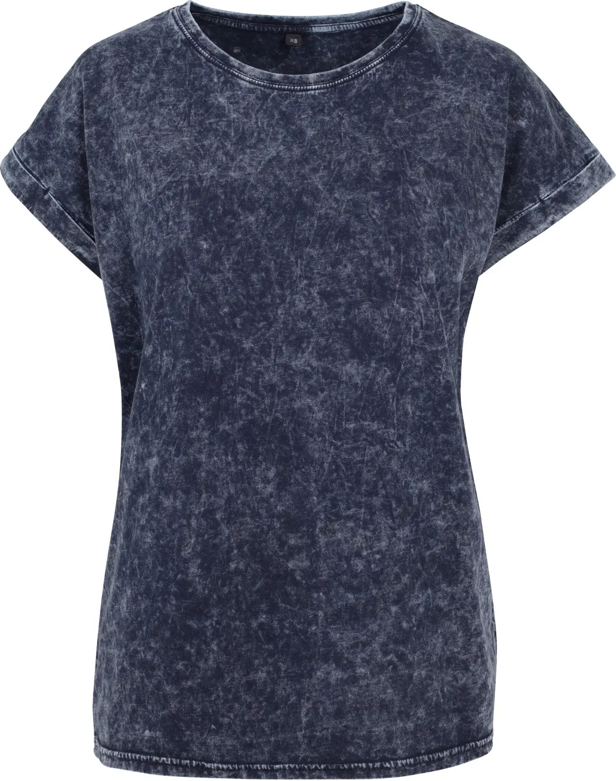 BYB-BY053-ladies-acid-washed-extended-shoulder-t-shirt-indigo-front-4 Build Your Brand Ladies Acid Washed Extended Shoulder Tee