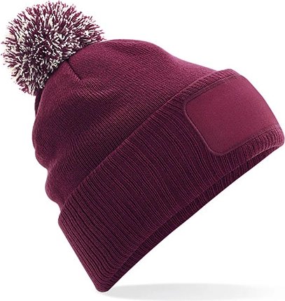 beechfield-b443-snowstar-patch-beanie-burgundy-offwhite-front-1 Beechfield Snowstar® Patch Beanie