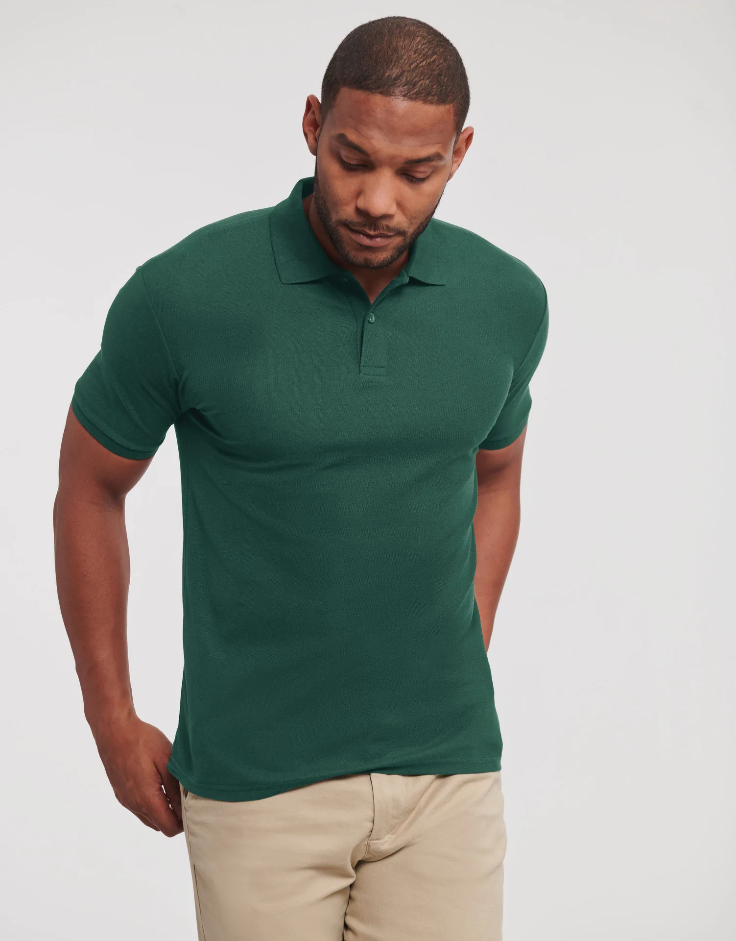 russell-r570m-authentic-eco-poloshirt-bottlegreen-model-1 Russell Authentic Eco Polo