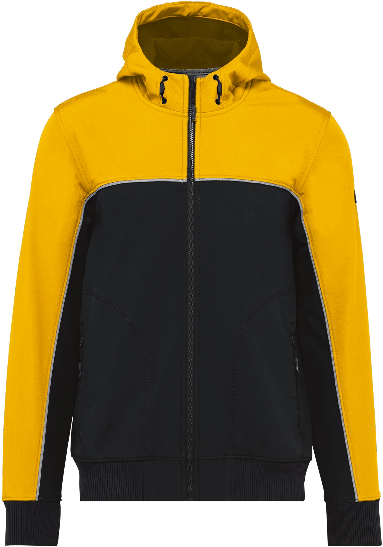 kariban-WK450-workwear-3-lagen-softshell-jacke-black-yellow-front-3 Kariban Unisex Workwear 3-Lagen Softshell Jacke