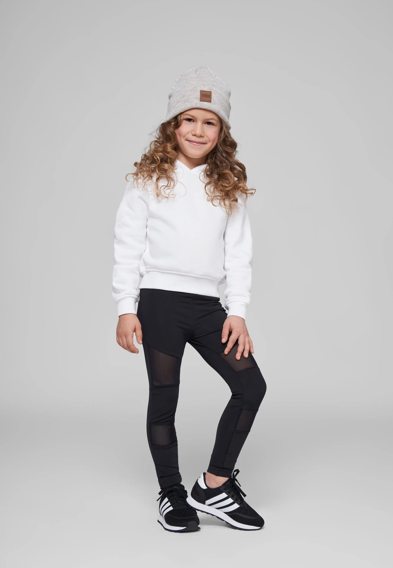 BYB-BY113-girls-cropped-sweat-hoody-white-model-3 Build Your Brand Girls Cropped Sweat Hoody
