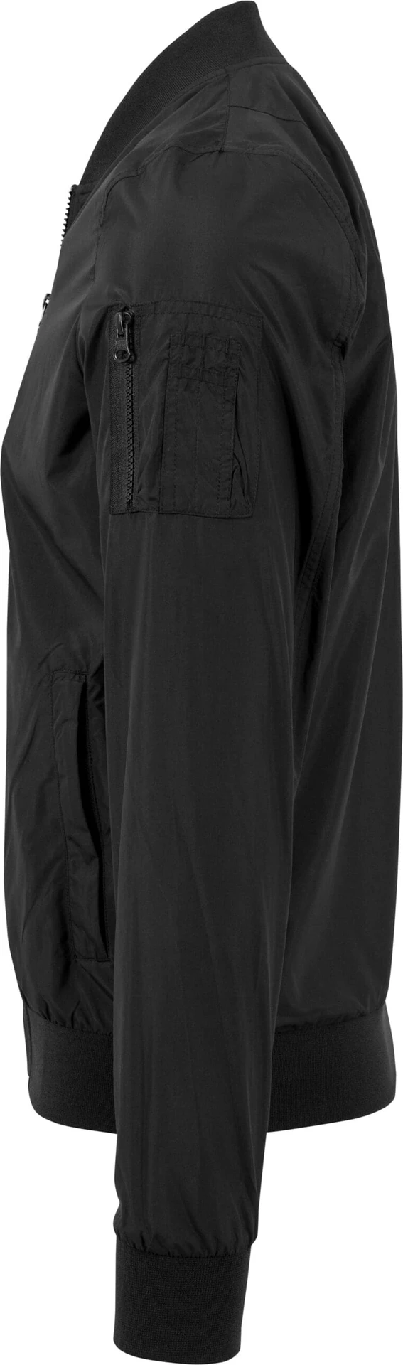 BYB-BY045-nylon-bomber-jacket-black-left-6 Build Your Brand Nylon Bomber Jacket