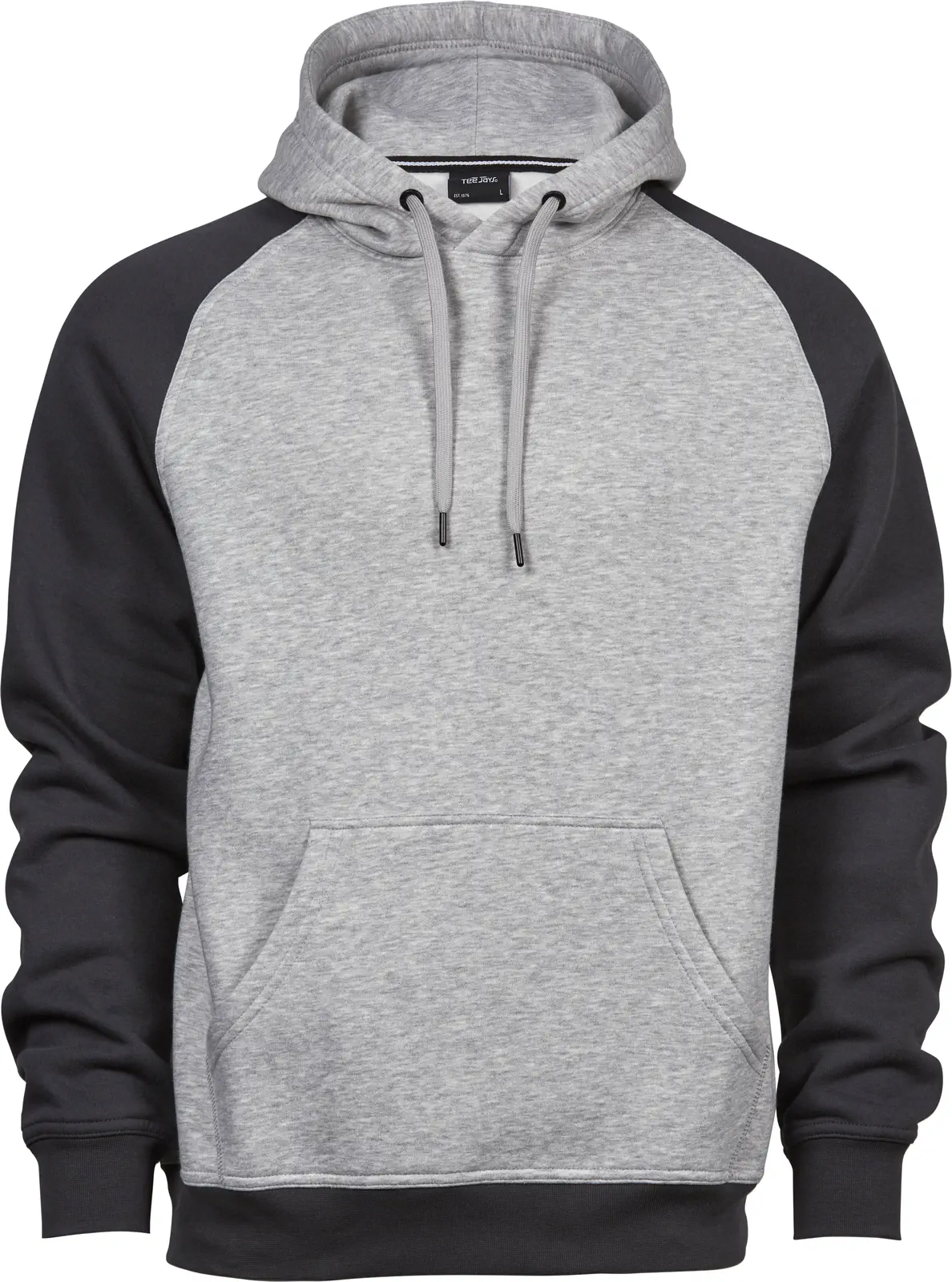 tee-jays-5432-two-tone-hooded-sweatshirt-heathergrey-darkgrey-front-1 Tee Jays Two-Tone Hooded Sweatshirt