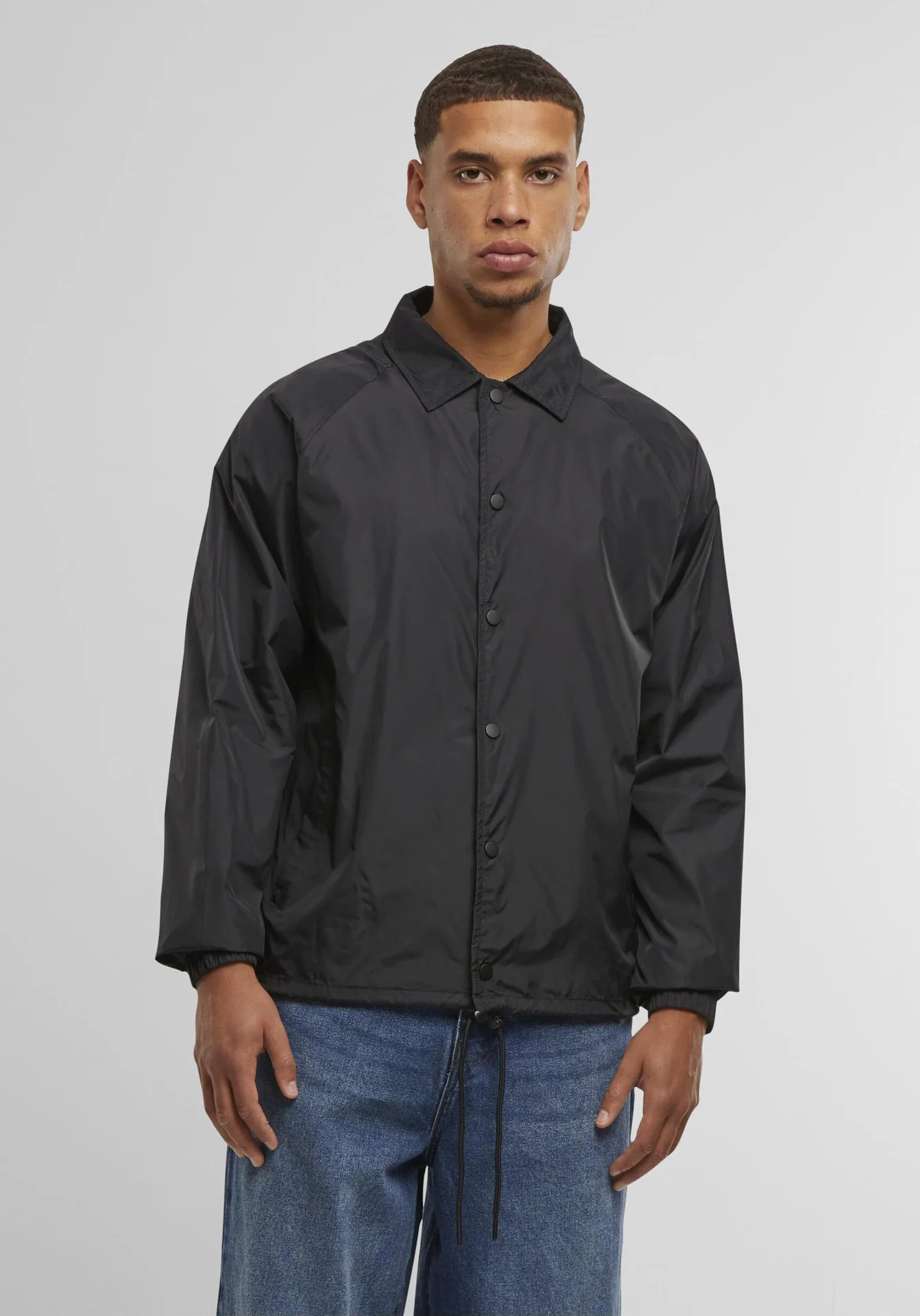 BYB-BY128-coach-jacket-black-model-0 Build Your Brand Coach Jacket