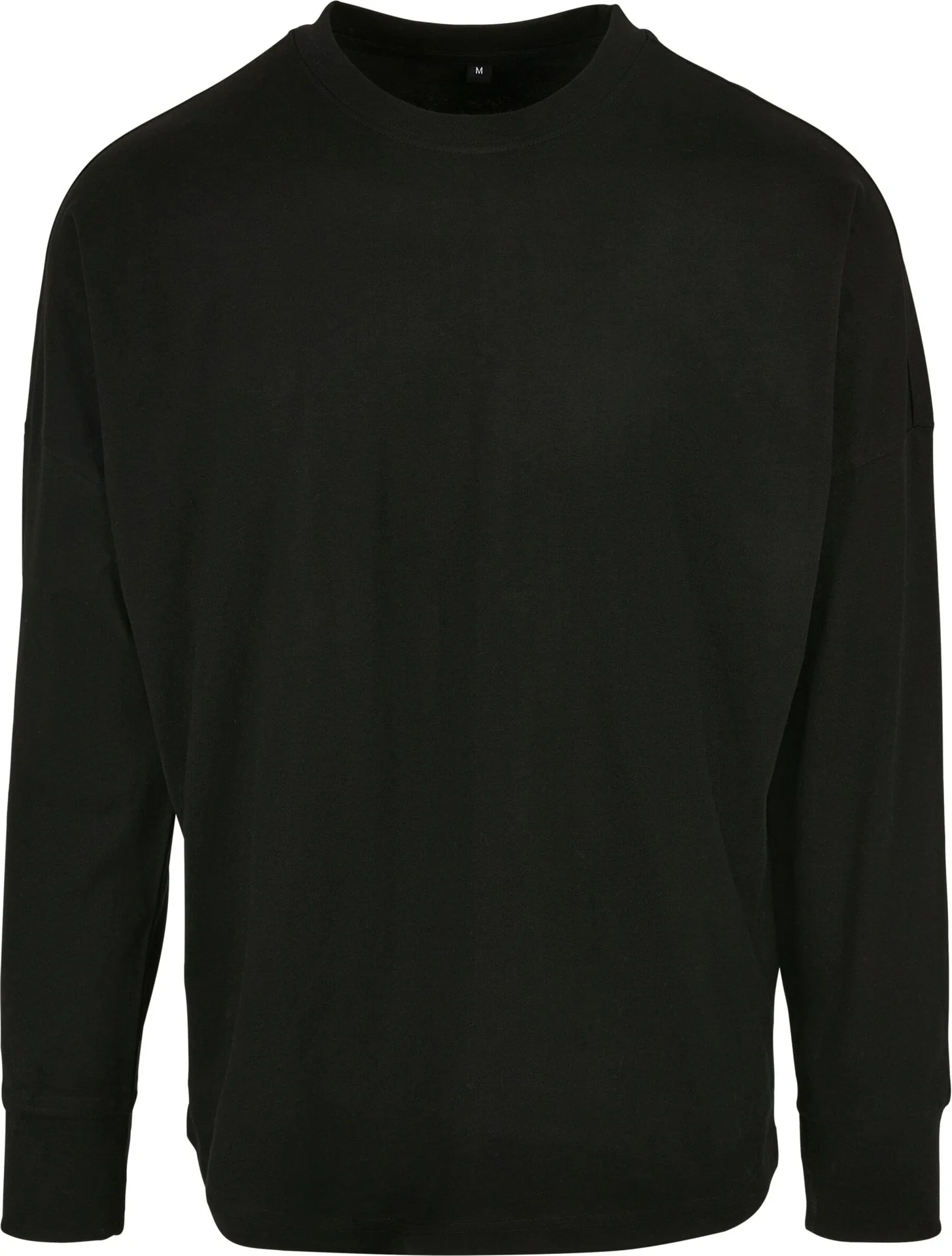 BYB-BY198-oversized-cut-on-sleeve-longsleeve-black-front-4 Build Your Brand Oversized Cut On Sleeve Longsleeve