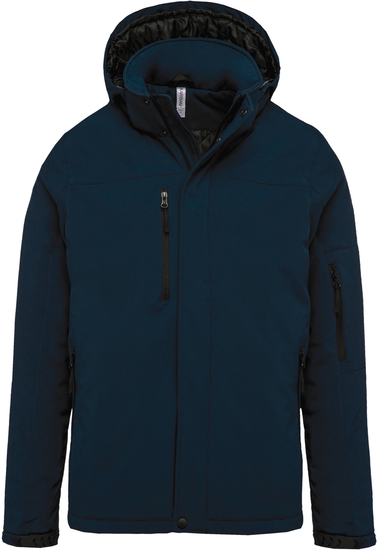 kariban-K650-herren-3-lagen-kapuzen-softshell-parka-navy-front-3 Kariban Herren 3-Lagen Kapuzen Softshell Parka